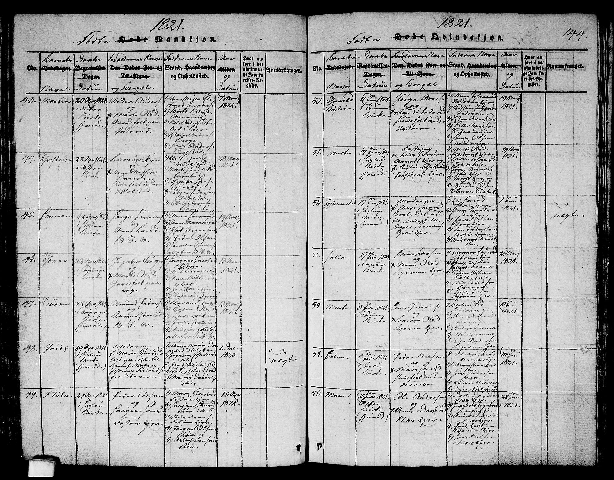 Asker prestekontor Kirkebøker, AV/SAO-A-10256a/G/Ga/L0001: Parish register (copy) no. I 1, 1814-1830, p. 144