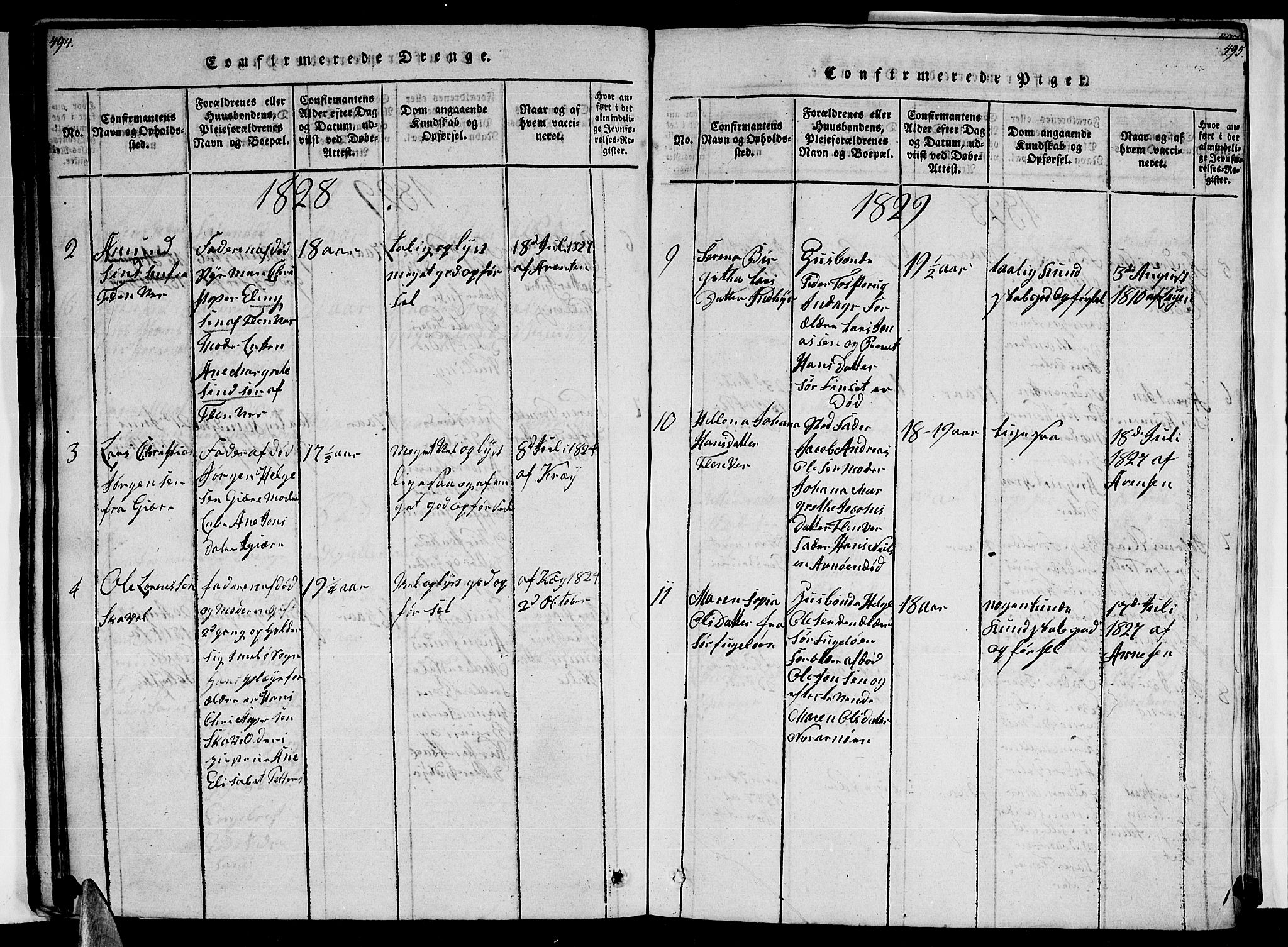 Ministerialprotokoller, klokkerbøker og fødselsregistre - Nordland, AV/SAT-A-1459/805/L0105: Parish register (copy) no. 805C01, 1820-1839, p. 494-495