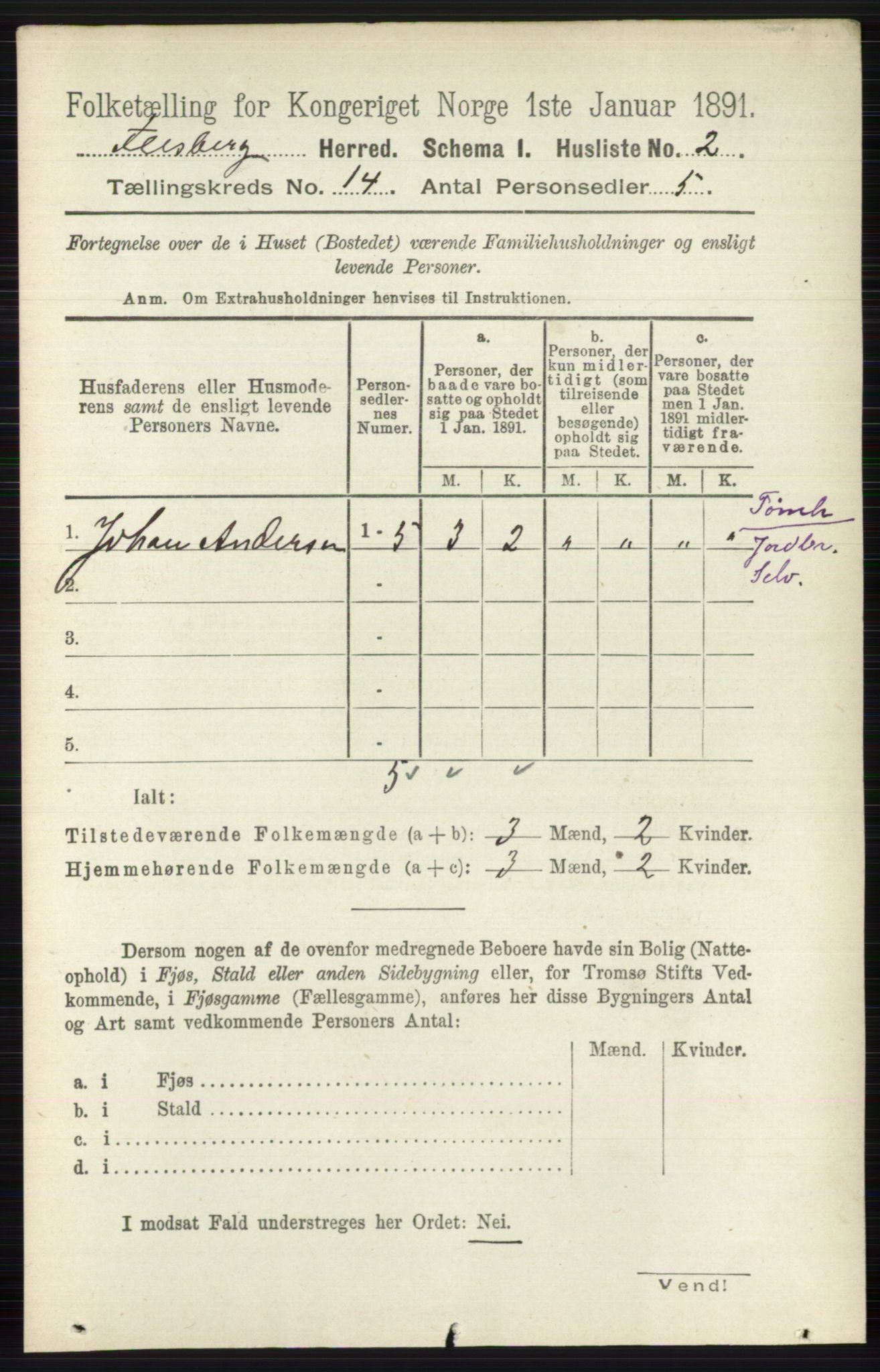 RA, 1891 census for 0631 Flesberg, 1891, p. 2408