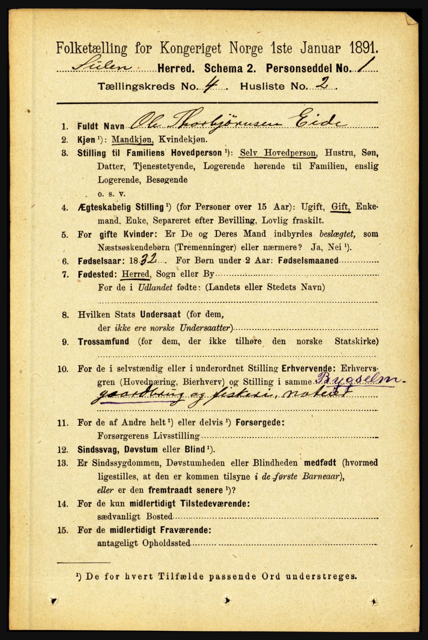 RA, 1891 census for 1412 Solund, 1891, p. 1595