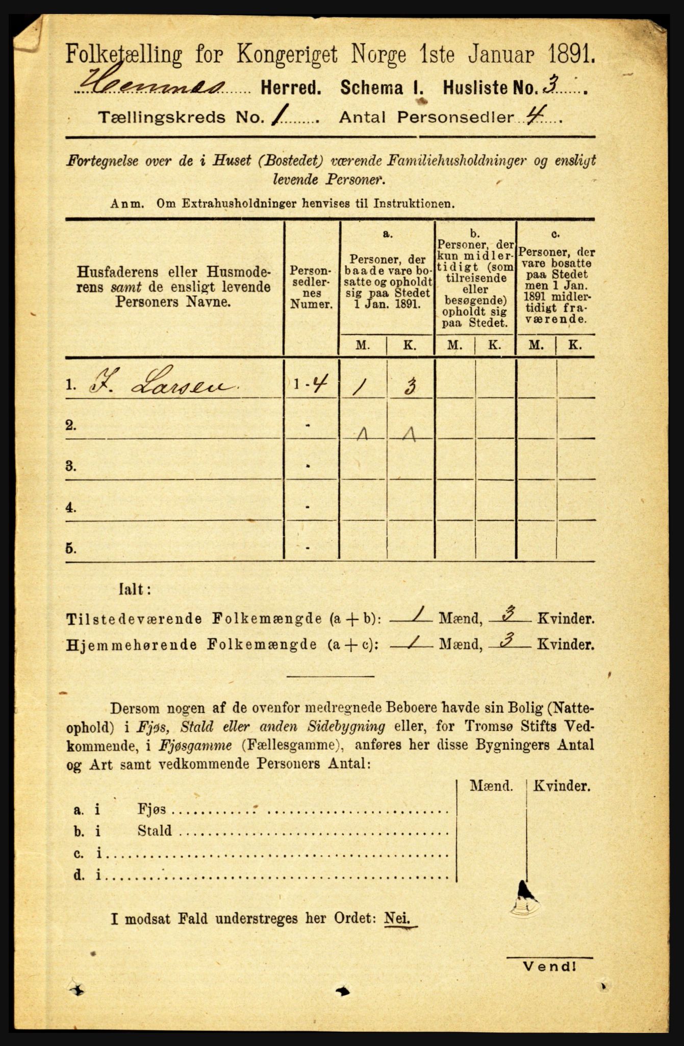 RA, 1891 census for 1832 Hemnes, 1891, p. 34