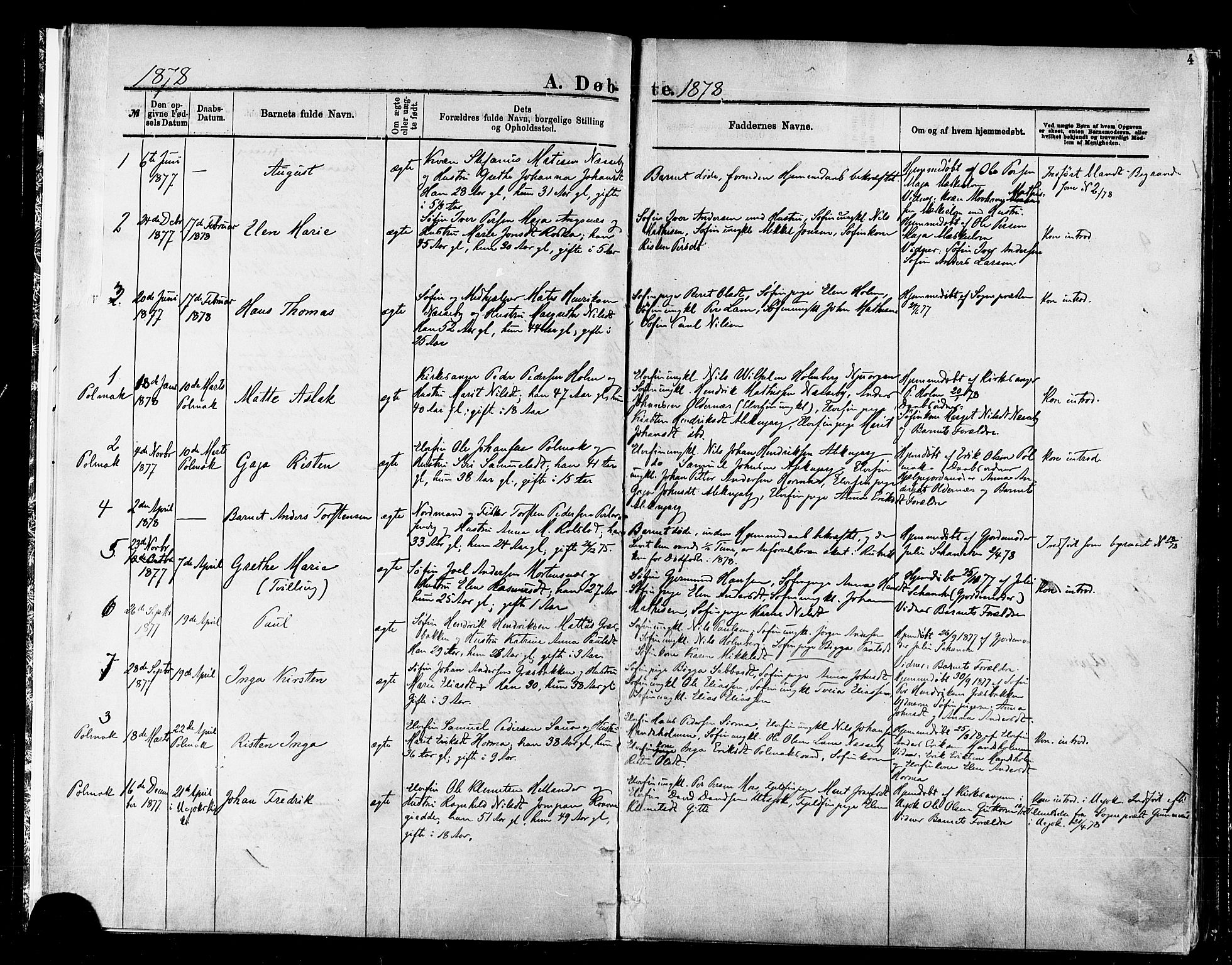 Nesseby sokneprestkontor, SATØ/S-1330/H/Ha/L0004kirke: Parish register (official) no. 4, 1877-1884, p. 4