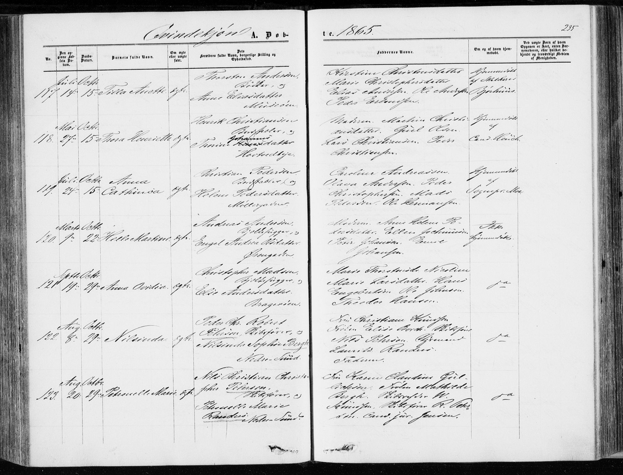 Bragernes kirkebøker, SAKO/A-6/F/Fb/L0003: Parish register (official) no. II 3, 1860-1868, p. 235