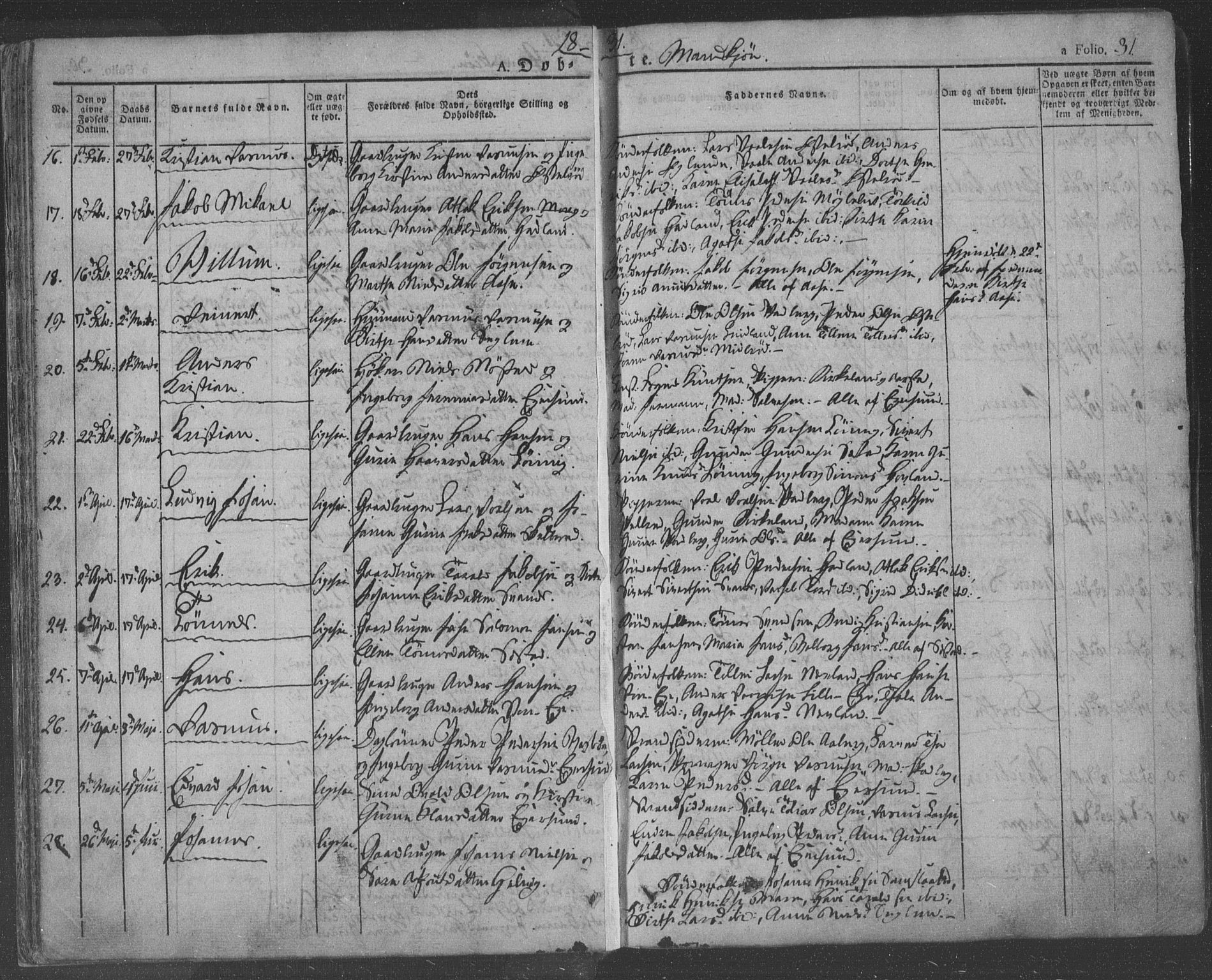 Eigersund sokneprestkontor, AV/SAST-A-101807/S08/L0009: Parish register (official) no. A 9, 1827-1850, p. 31