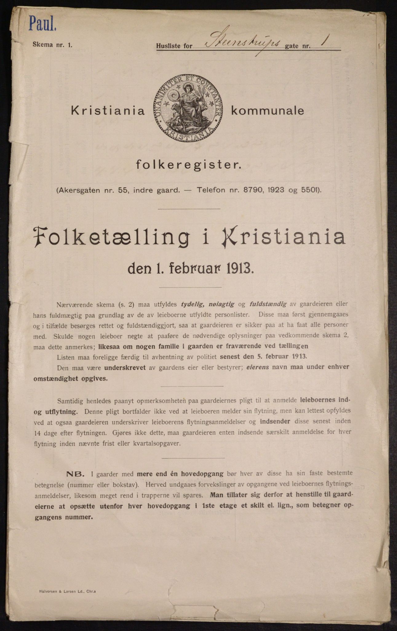 OBA, Municipal Census 1913 for Kristiania, 1913, p. 100891