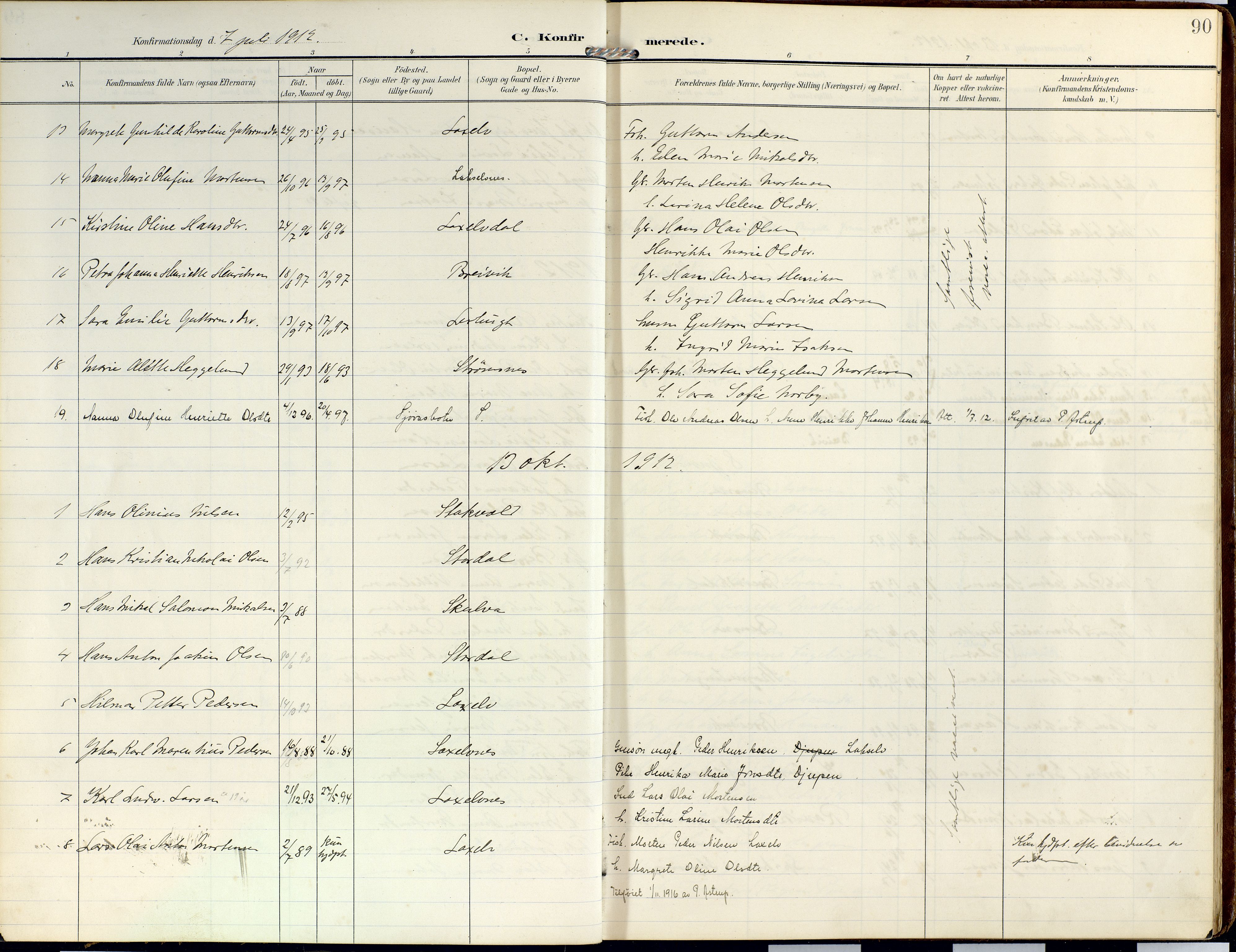 Lyngen sokneprestembete, SATØ/S-1289/H/He/Hea/L0014kirke: Parish register (official) no. 14, 1905-1920, p. 90