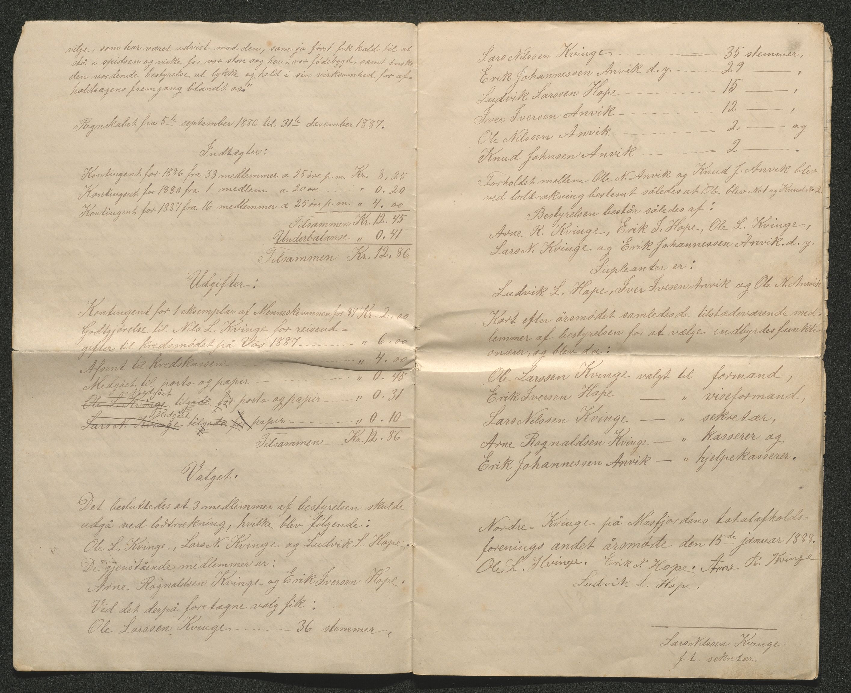 Masfjorden totalavholdsforening, IKAH/1266-Pa0009/A/Aa/L0001: Møtebok med medlemsregister for Masfjorden totalavholsforening, 1886-1890