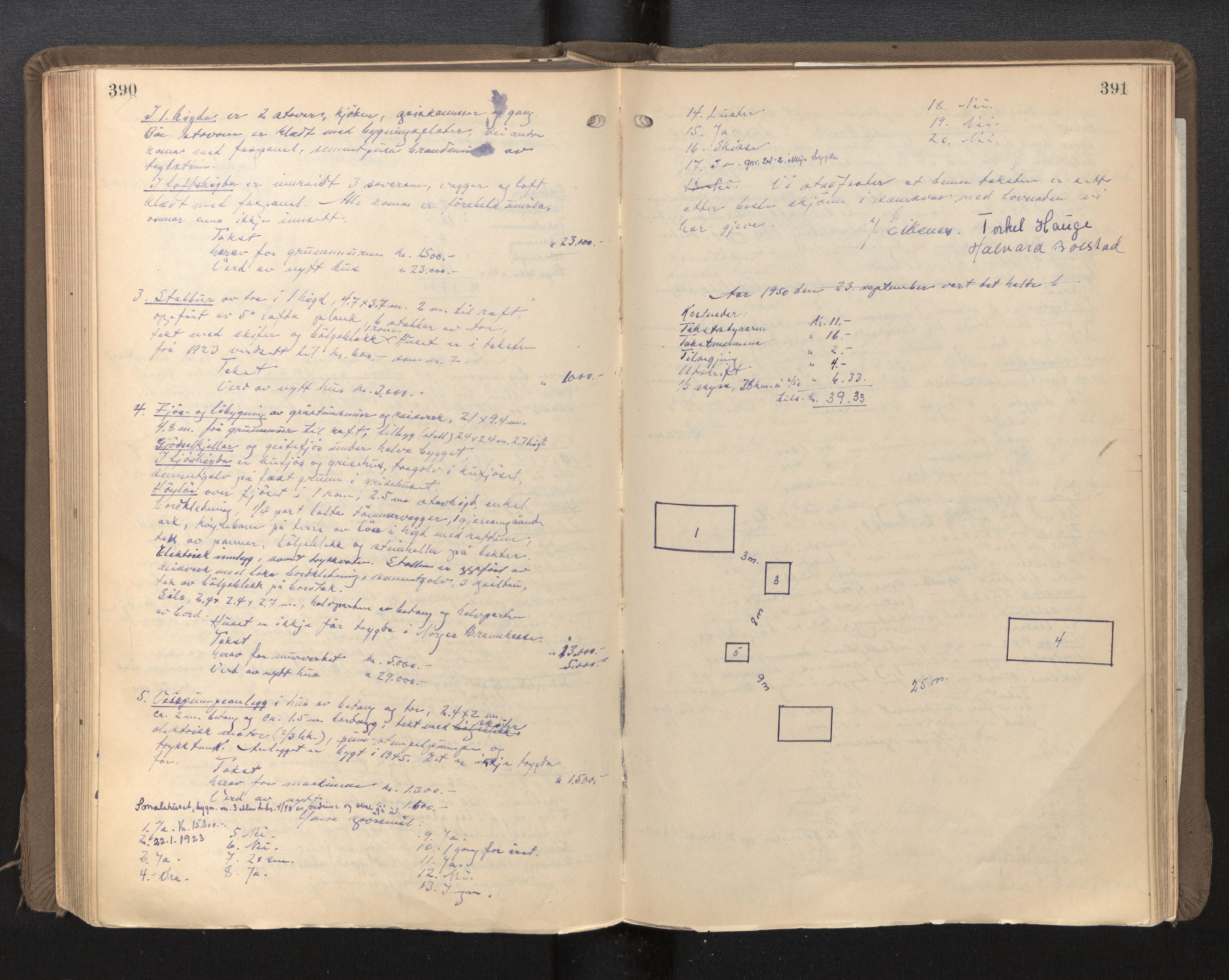 Lensmannen i Luster, AV/SAB-A-29301/0012/L0005: Branntakstprotokoll, 1928-1955, p. 390-391