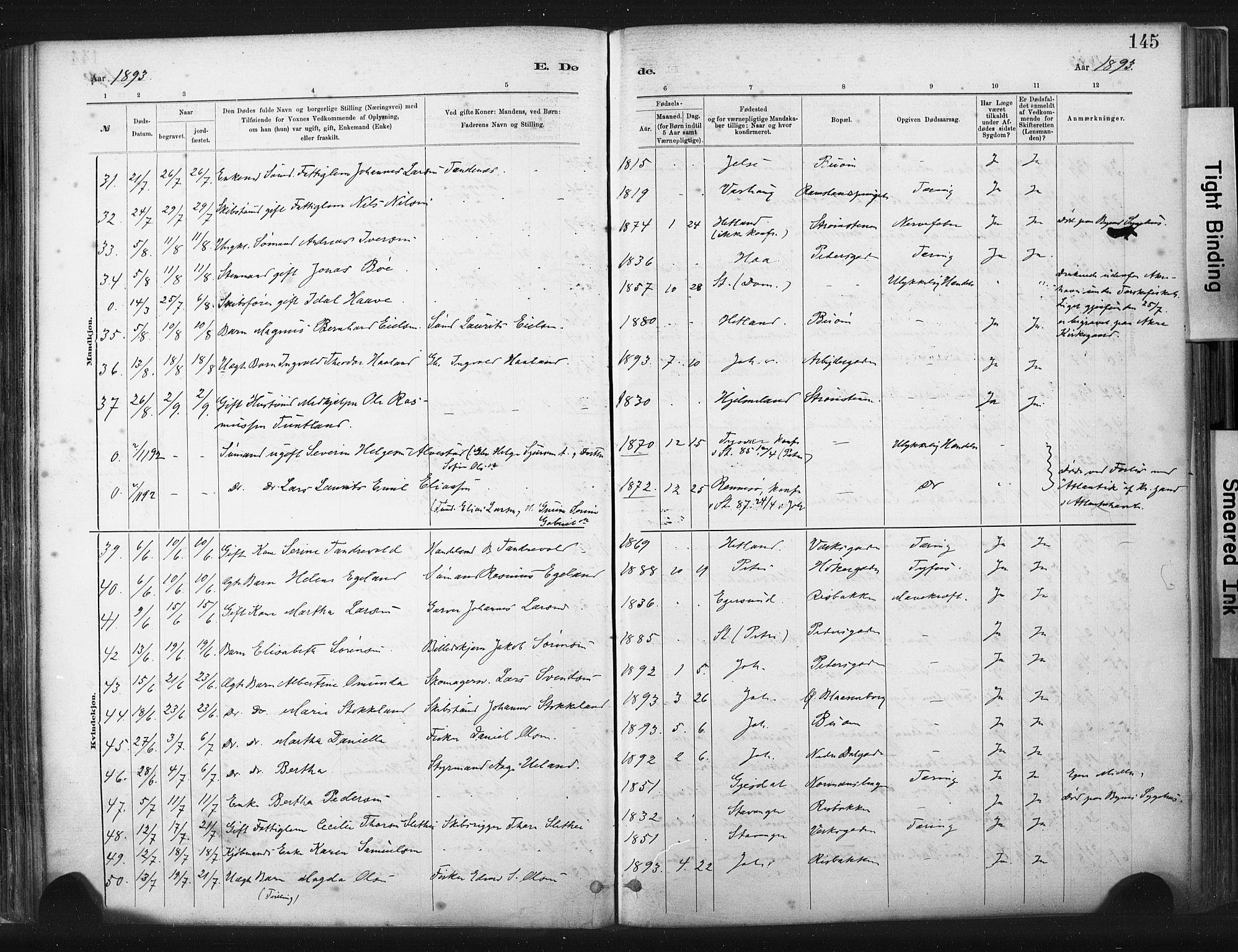 St. Johannes sokneprestkontor, AV/SAST-A-101814/001/30/30BA/L0003: Parish register (official) no. A 3, 1885-1910, p. 145