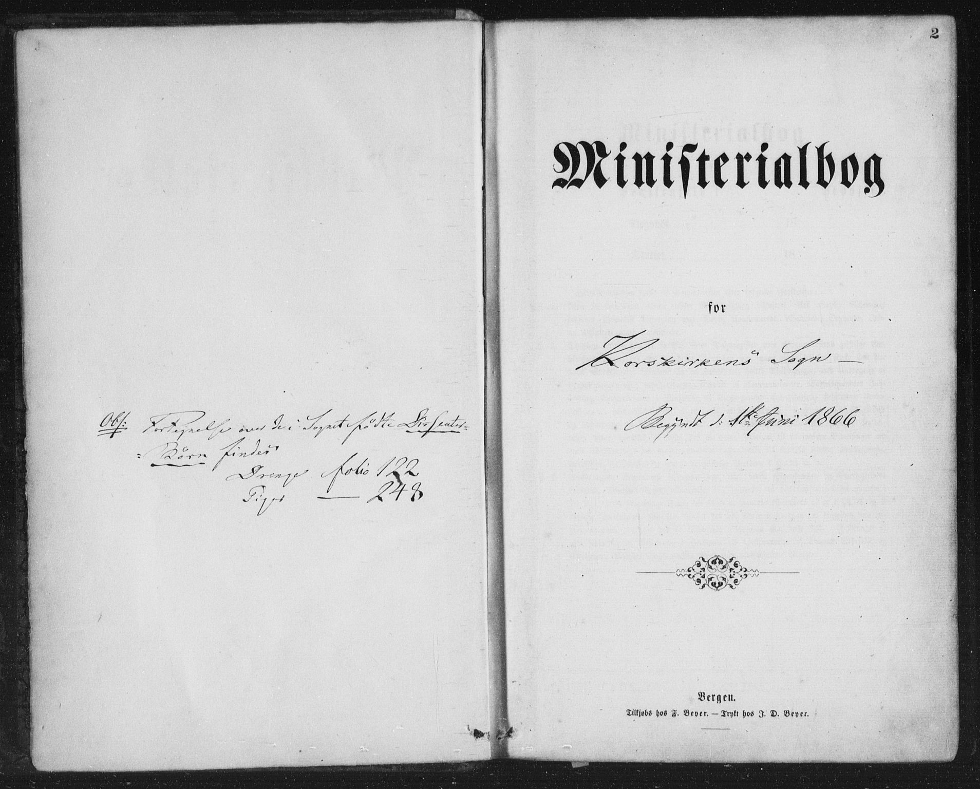 Korskirken sokneprestembete, SAB/A-76101/H/Haa/L0019: Parish register (official) no. B 5, 1866-1871, p. 2