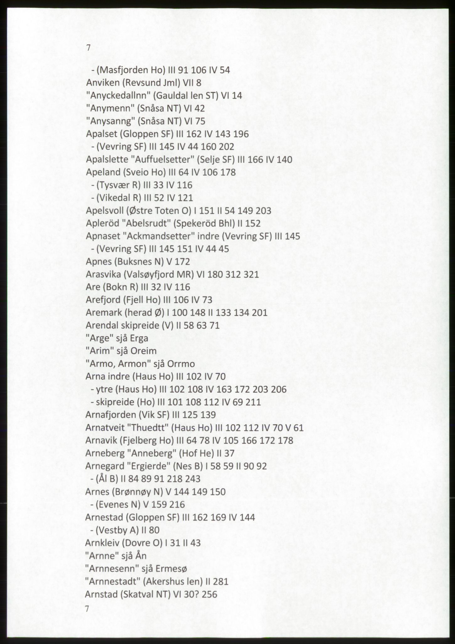 Publikasjoner utgitt av Arkivverket, PUBL/PUBL-001/C/0009: Stedsnavnregister, 1548-1567, p. 7