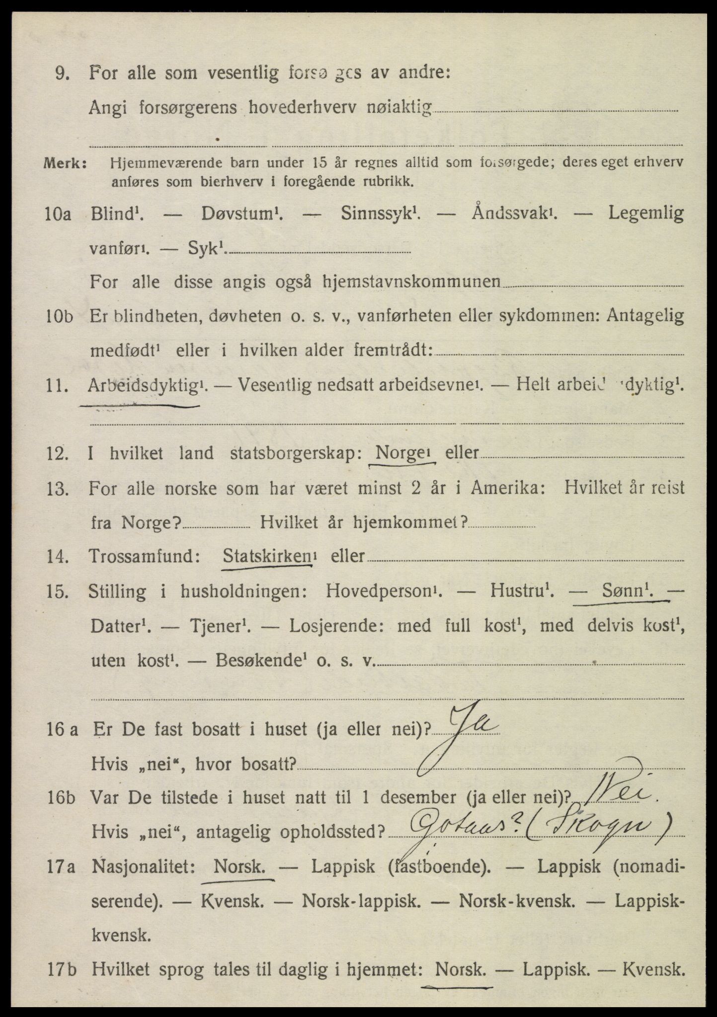 SAT, 1920 census for Skogn, 1920, p. 7004