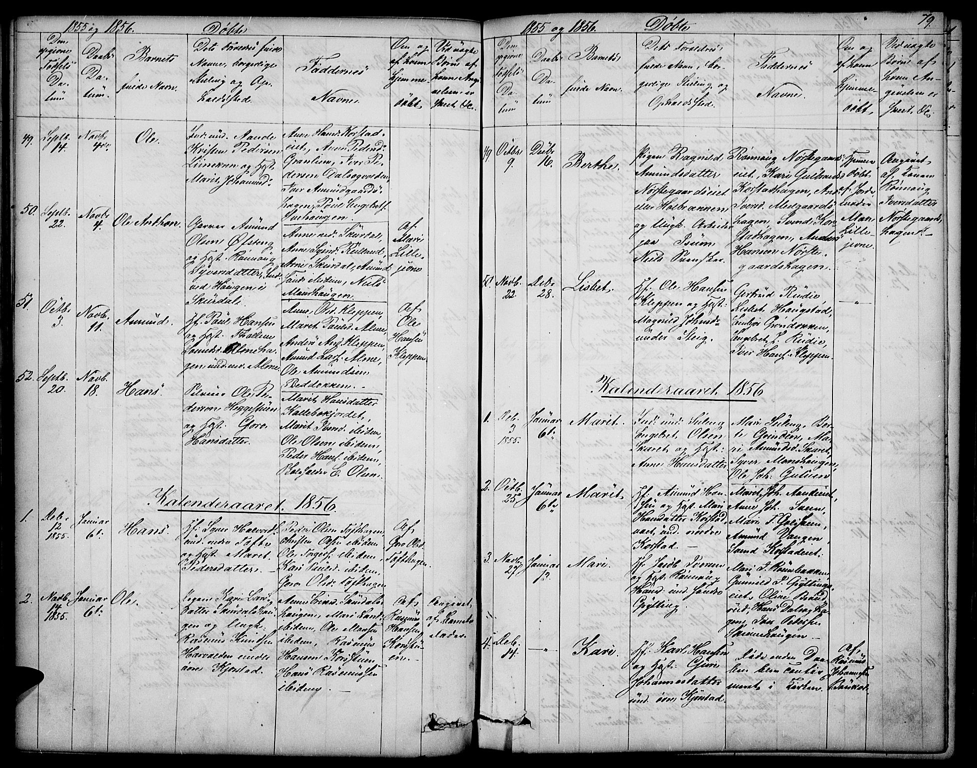Sør-Fron prestekontor, SAH/PREST-010/H/Ha/Hab/L0001: Parish register (copy) no. 1, 1844-1863, p. 79