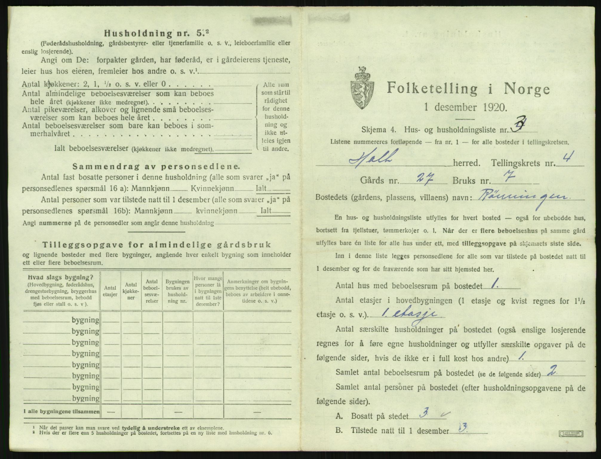 SAK, 1920 census for Holt, 1920, p. 318