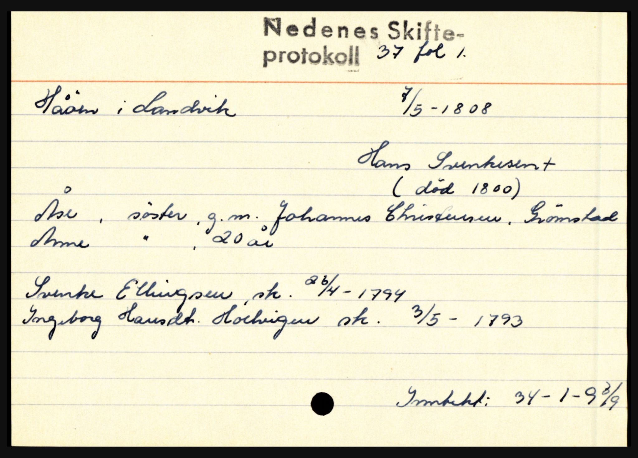 Nedenes sorenskriveri før 1824, AV/SAK-1221-0007/H, p. 13939