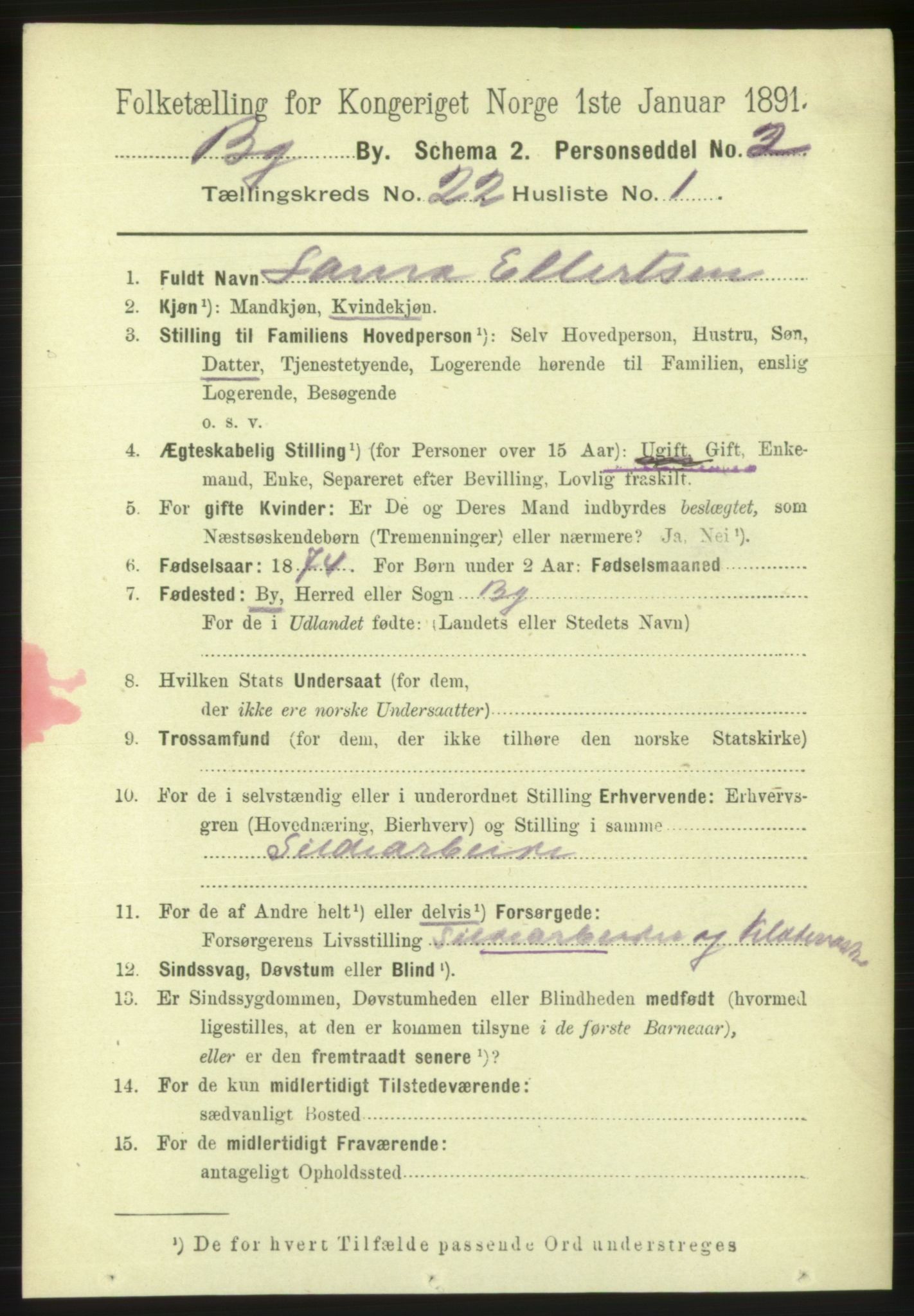 RA, 1891 Census for 1301 Bergen, 1891, p. 30023