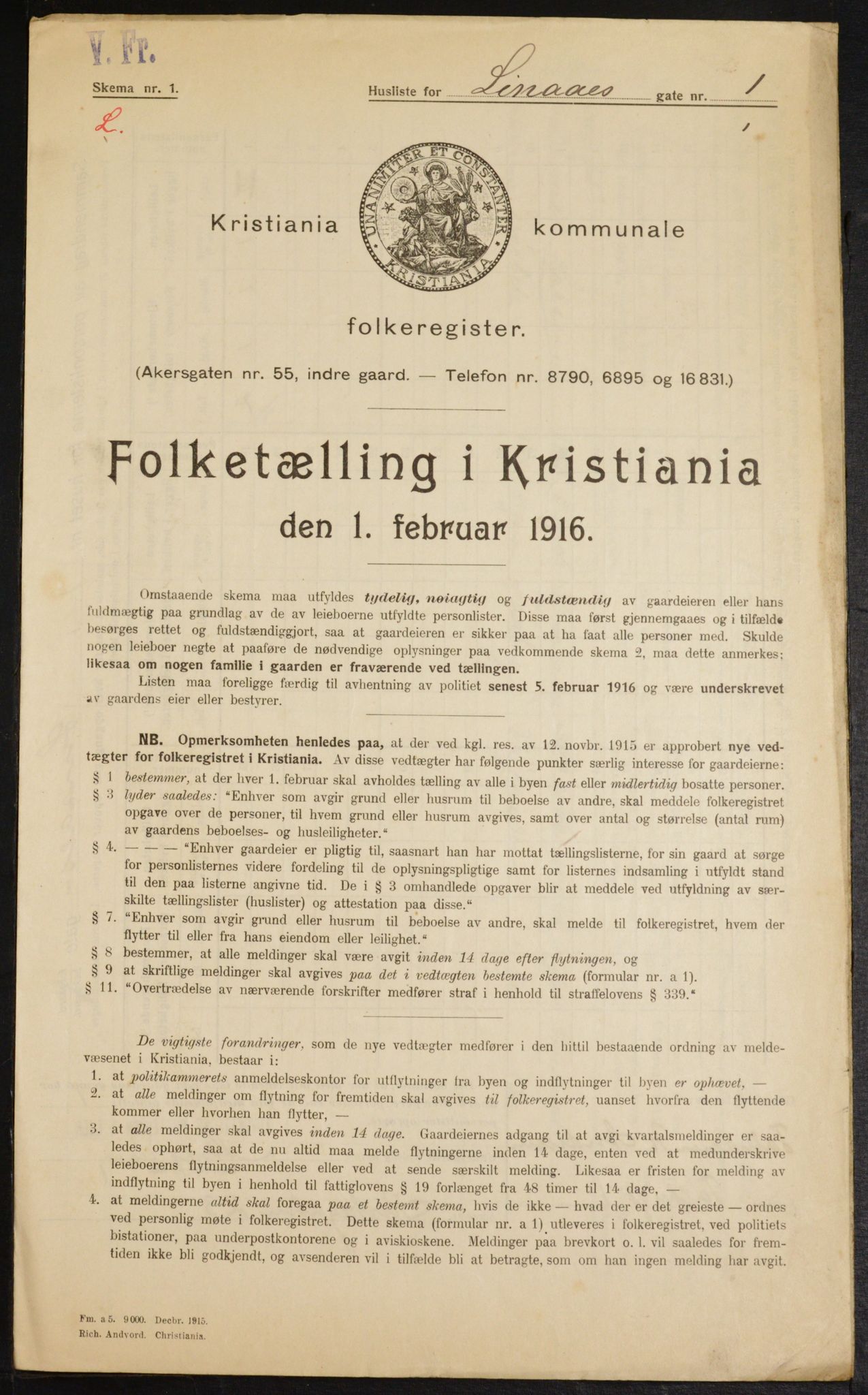 OBA, Municipal Census 1916 for Kristiania, 1916, p. 59073