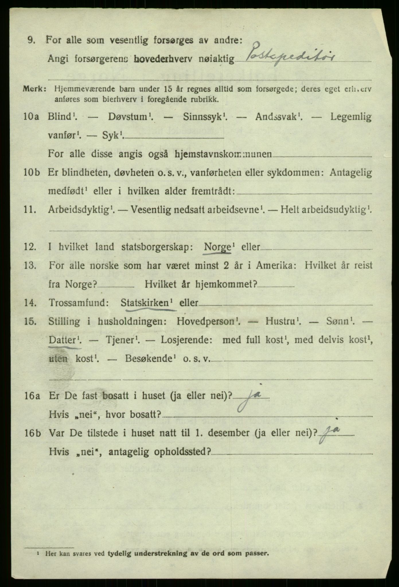 SAB, 1920 census for Aurland, 1920, p. 1827