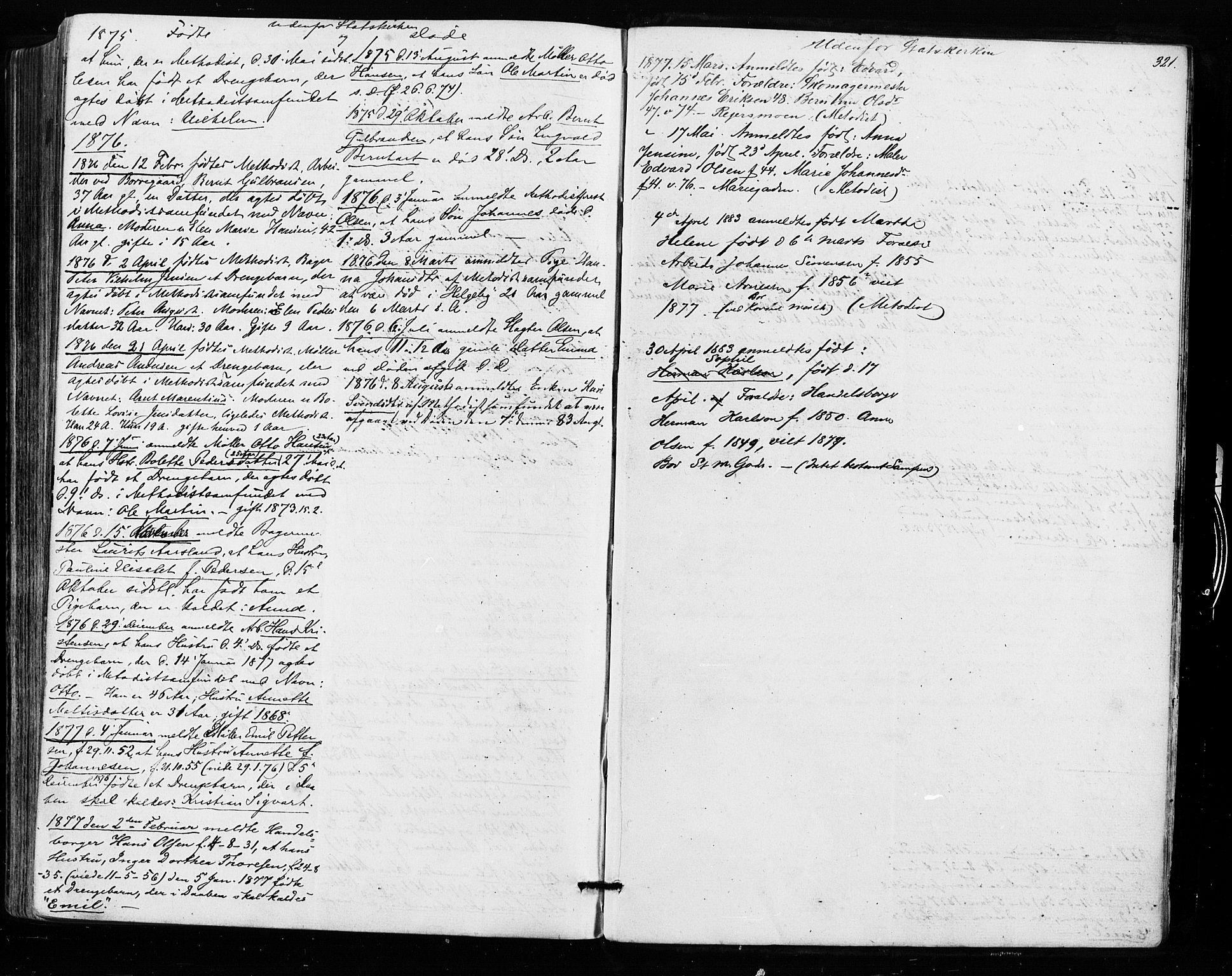 Sarpsborg prestekontor Kirkebøker, SAO/A-2006/F/Fa/L0002: Parish register (official) no. 2, 1869-1877, p. 321
