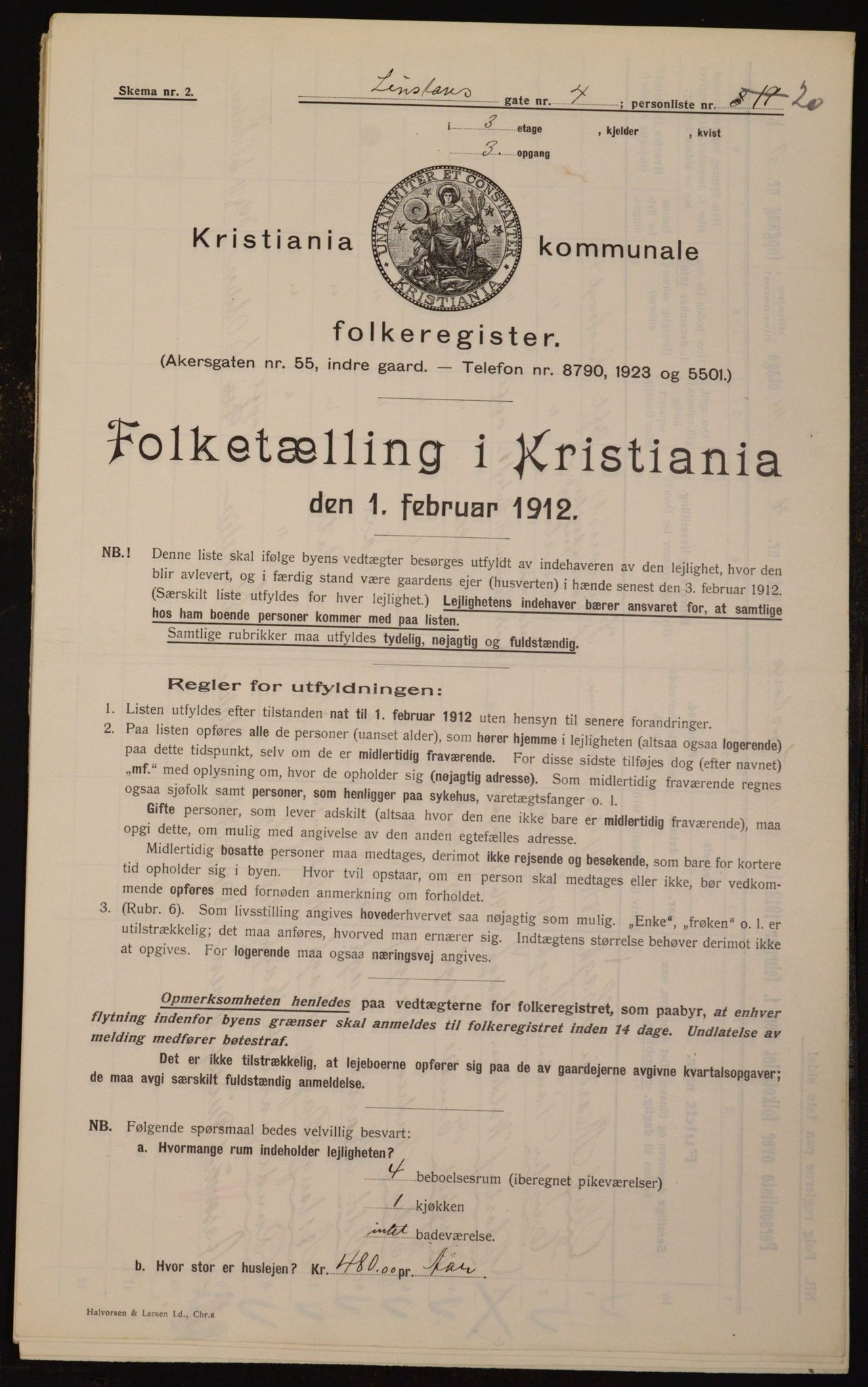 OBA, Municipal Census 1912 for Kristiania, 1912, p. 58056