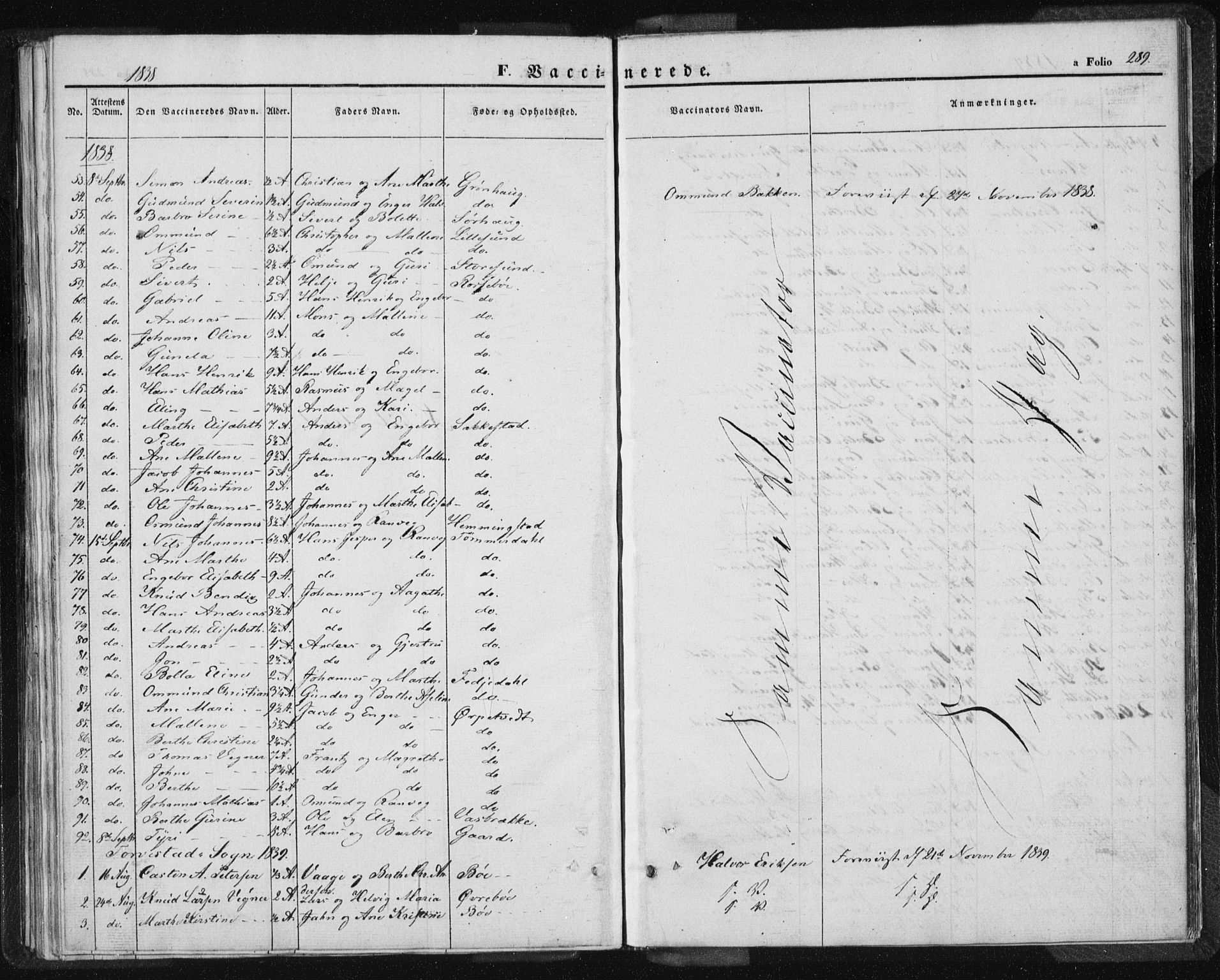 Torvastad sokneprestkontor, SAST/A -101857/H/Ha/Haa/L0005: Parish register (official) no. A 5, 1836-1847, p. 289
