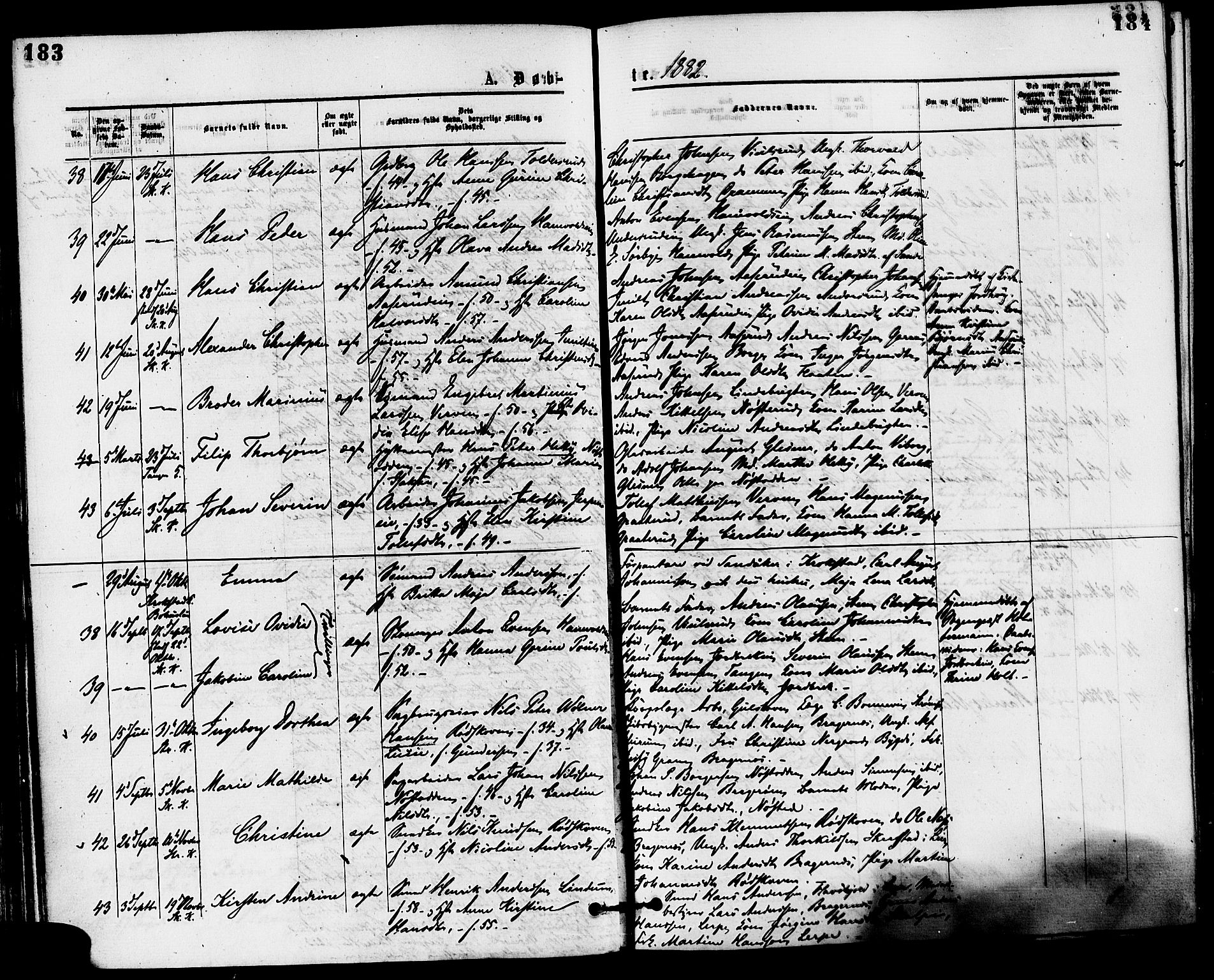 Skoger kirkebøker, AV/SAKO-A-59/F/Fa/L0005: Parish register (official) no. I 5, 1873-1884, p. 183-184