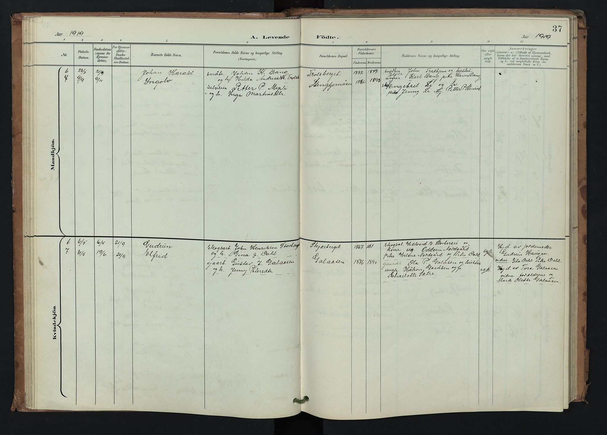 Trysil prestekontor, AV/SAH-PREST-046/H/Ha/Hab/L0008: Parish register (copy) no. 8, 1900-1950, p. 37