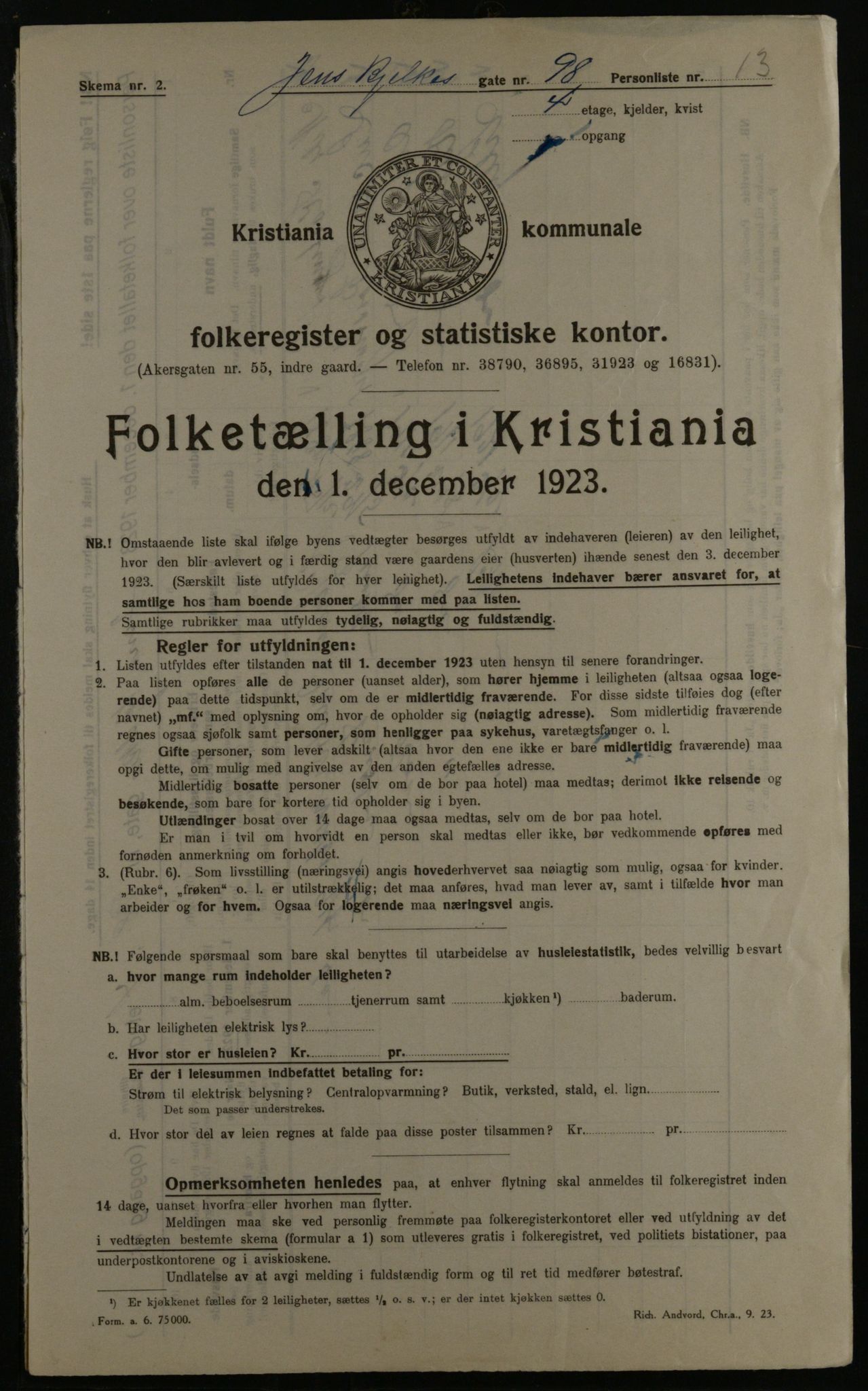 OBA, Municipal Census 1923 for Kristiania, 1923, p. 52432