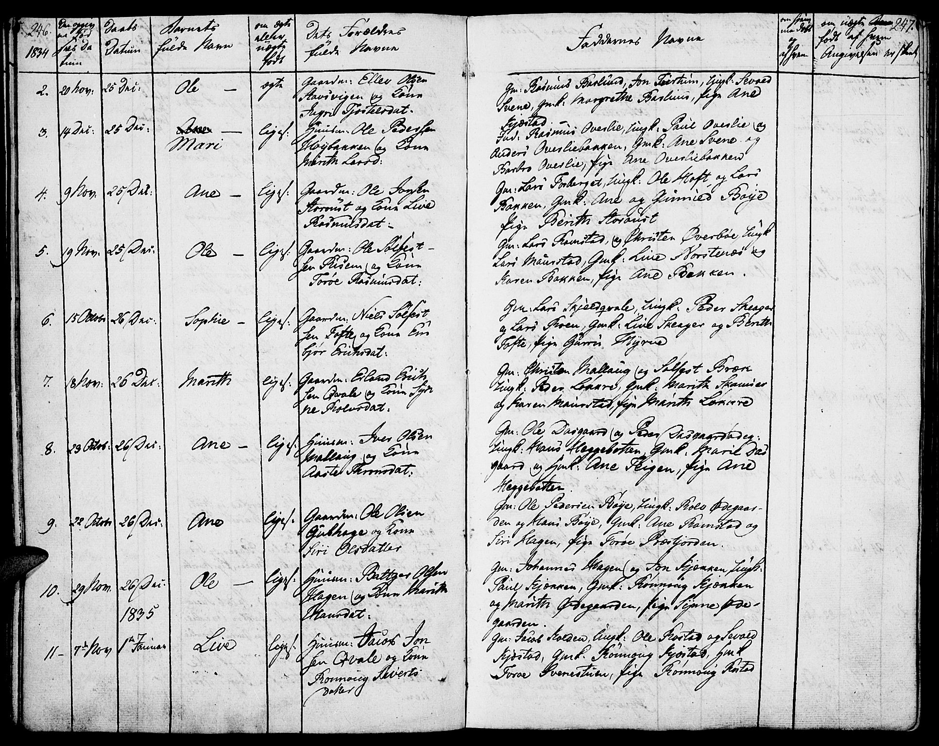 Lom prestekontor, SAH/PREST-070/K/L0005: Parish register (official) no. 5, 1825-1837, p. 246-247
