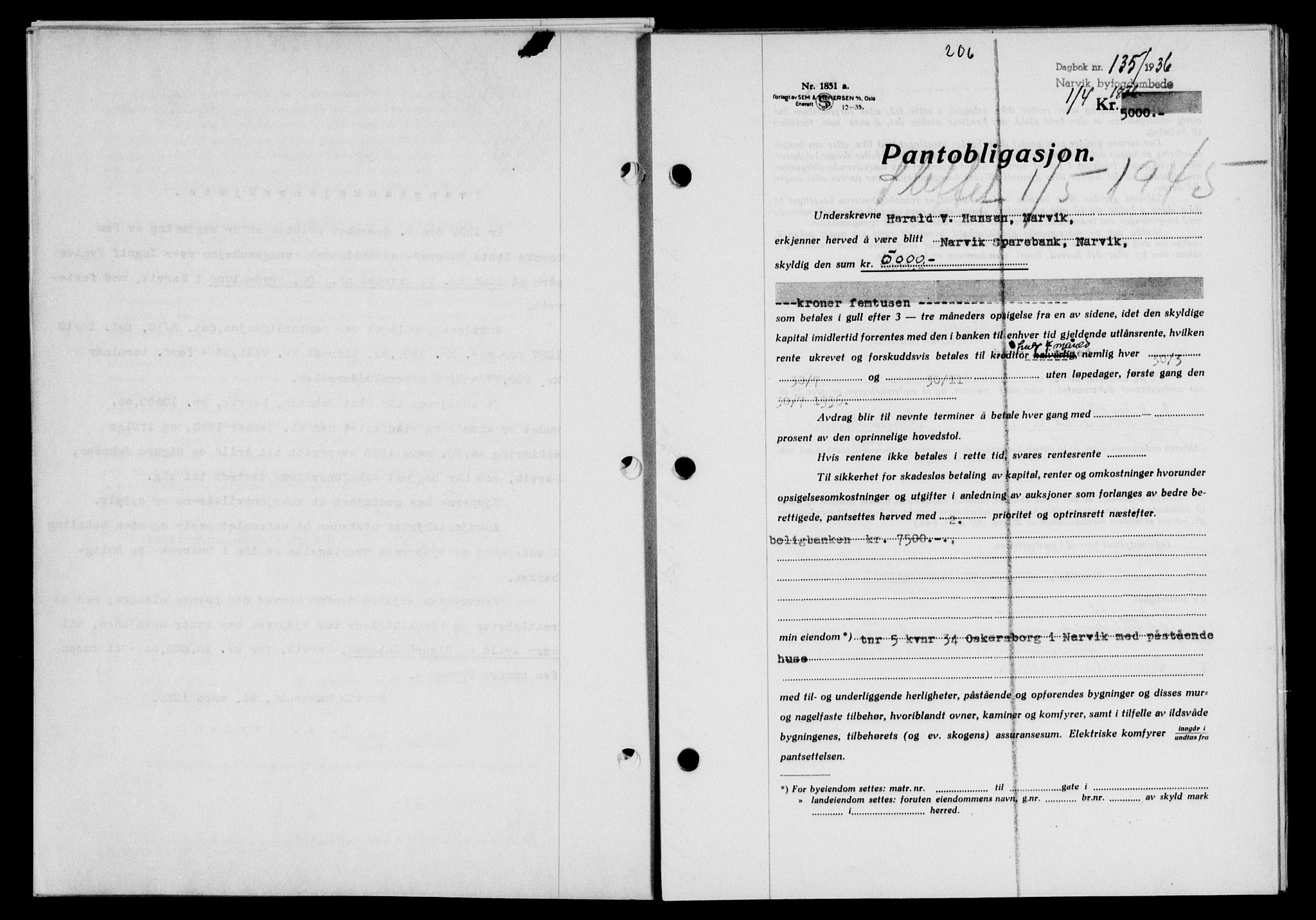 Narvik sorenskriveri, SAT/A-0002/1/2/2C/2Ca/L0011: Mortgage book no. 14, 1935-1937, Deed date: 01.04.1936