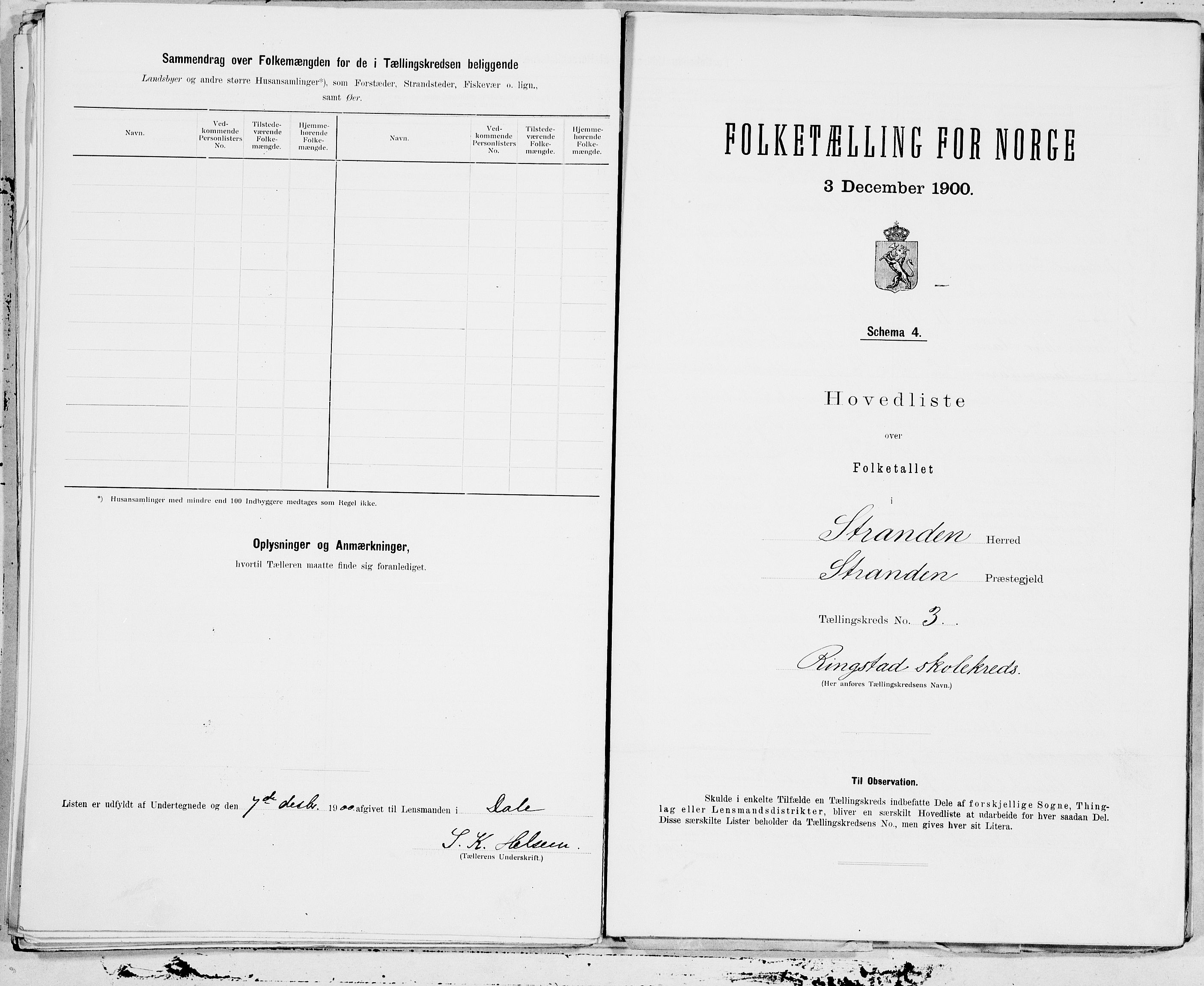 SAT, 1900 census for Stranda, 1900, p. 6