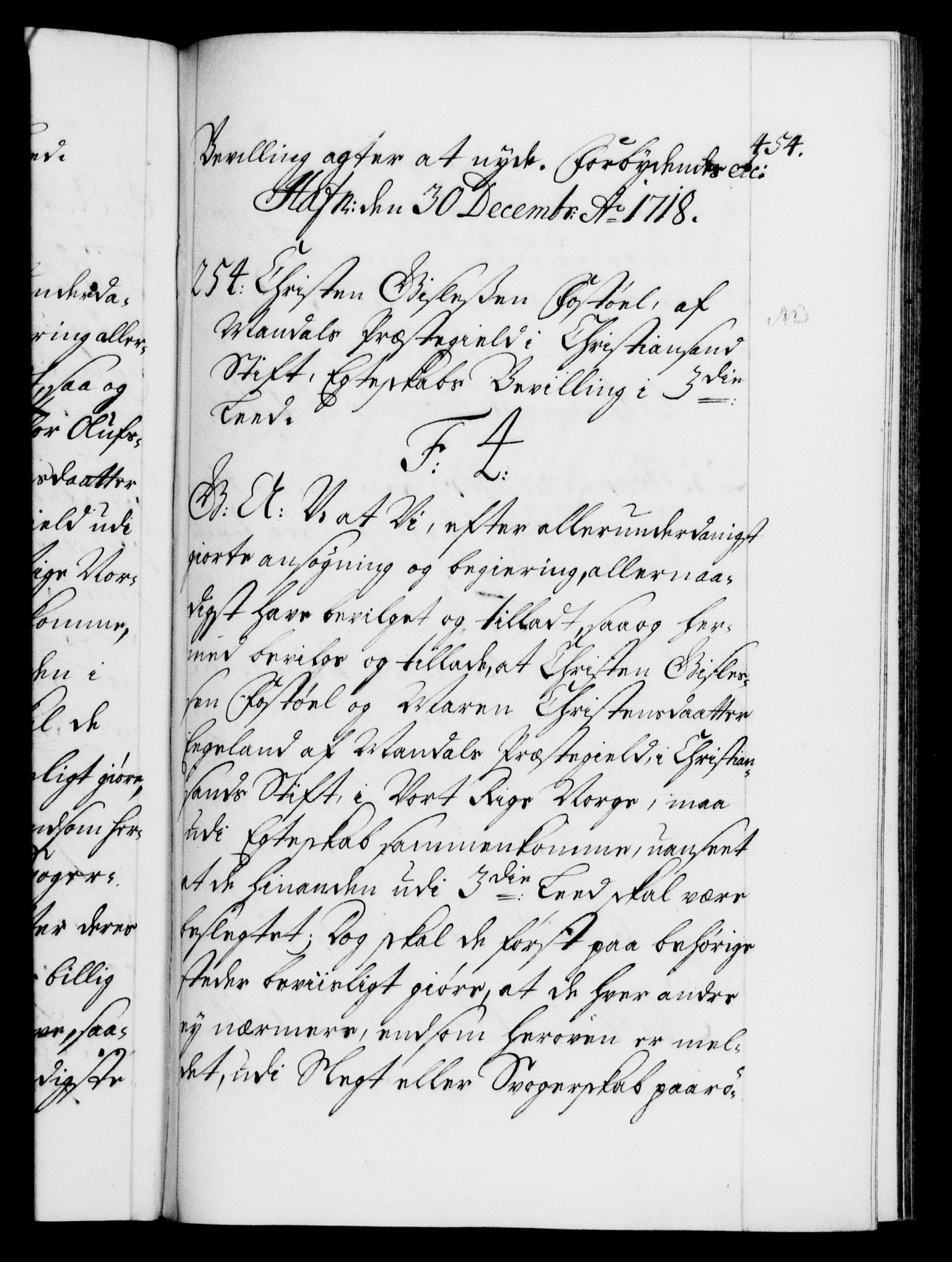 Danske Kanselli 1572-1799, AV/RA-EA-3023/F/Fc/Fca/Fcaa/L0022: Norske registre, 1716-1719, p. 454a