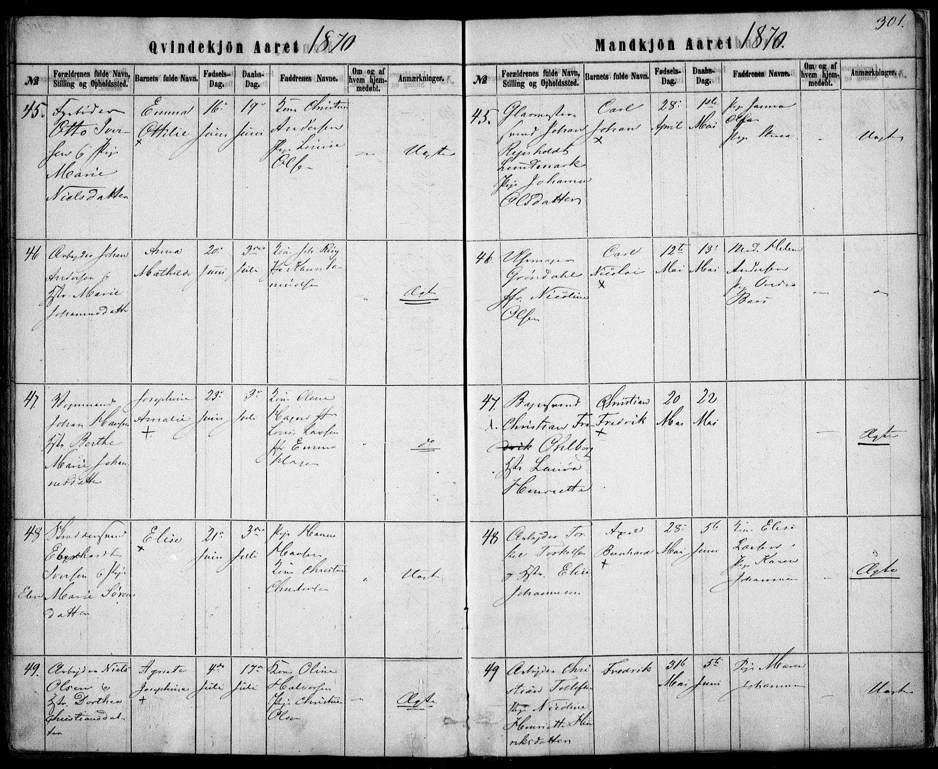 Rikshospitalet prestekontor Kirkebøker, AV/SAO-A-10309b/F/L0004: Parish register (official) no. 4, 1853-1870, p. 301