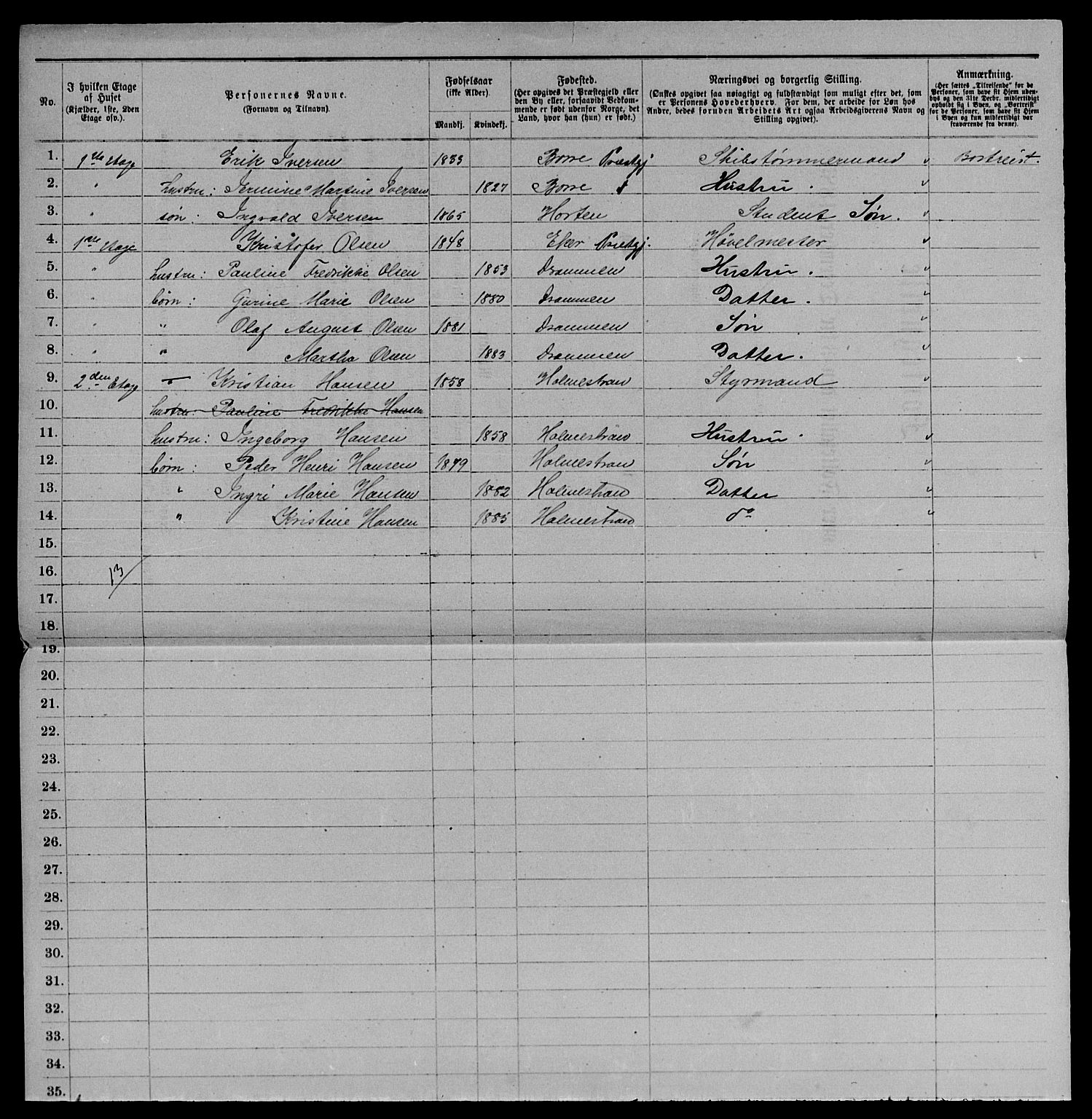 SAKO, 1885 census for 0702 Holmestrand, 1885, p. 384