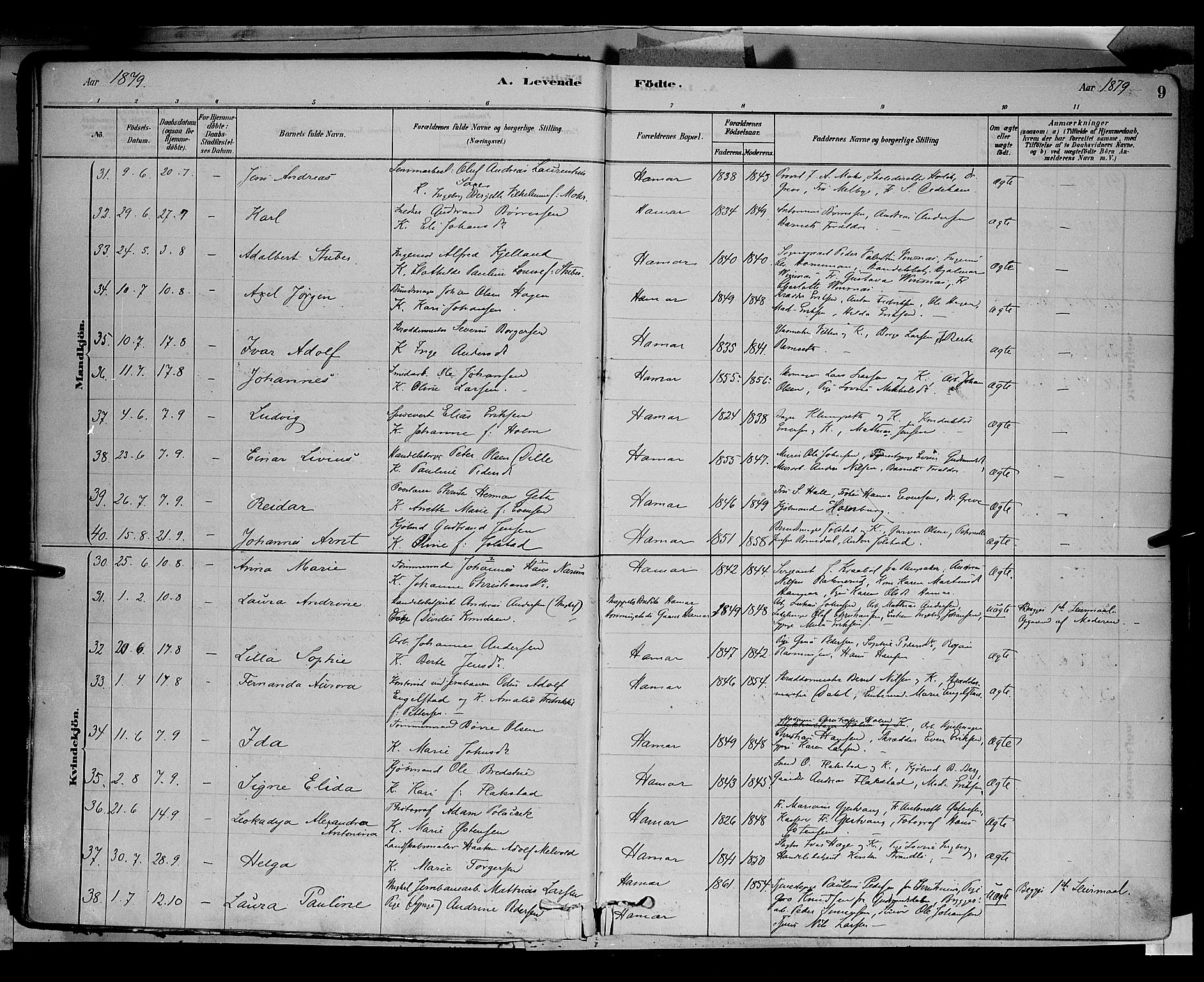 Vang prestekontor, Hedmark, AV/SAH-PREST-008/H/Ha/Haa/L0016: Parish register (official) no. 16, 1878-1889, p. 9