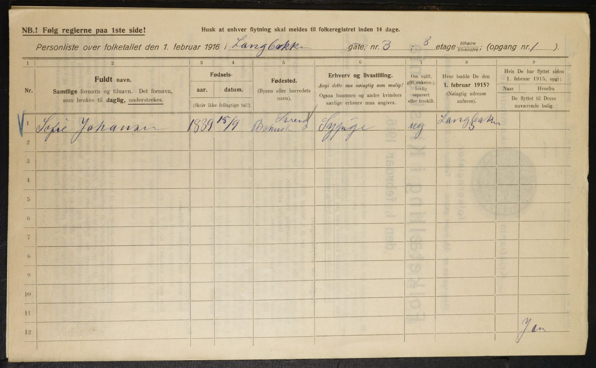 OBA, Municipal Census 1916 for Kristiania, 1916, p. 57471