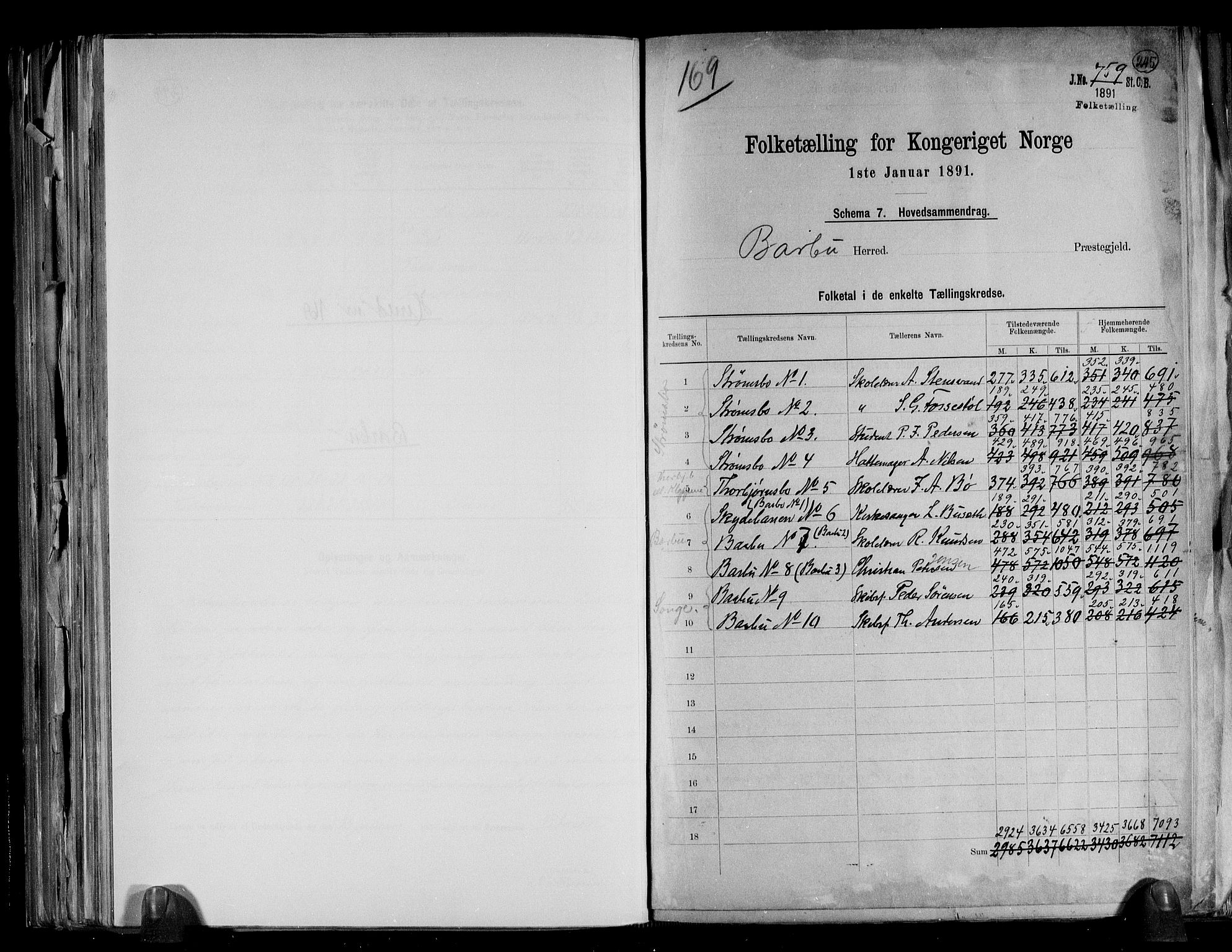 RA, 1891 census for 0990 Barbu, 1891, p. 2