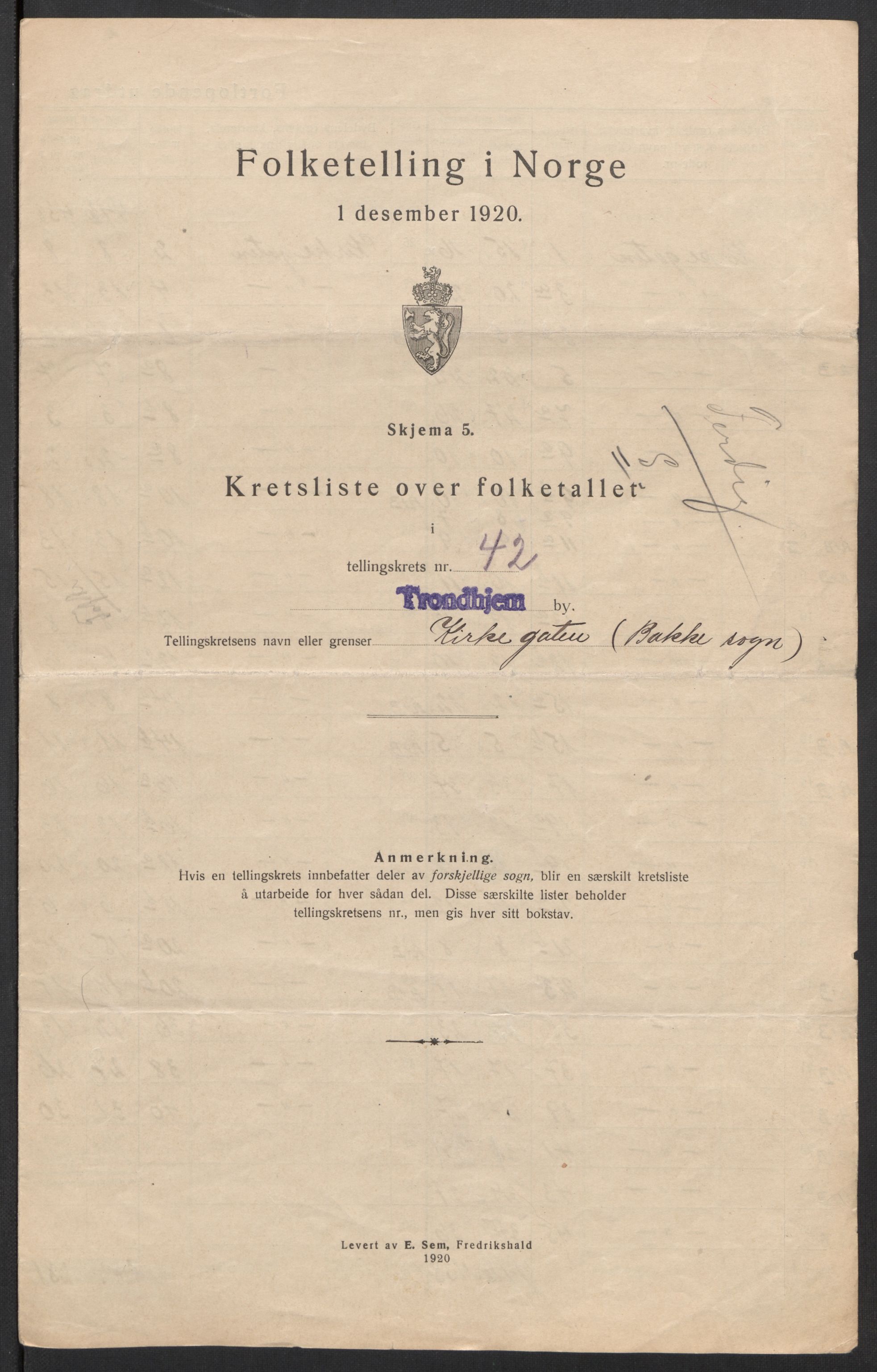 SAT, 1920 census for Trondheim, 1920, p. 140