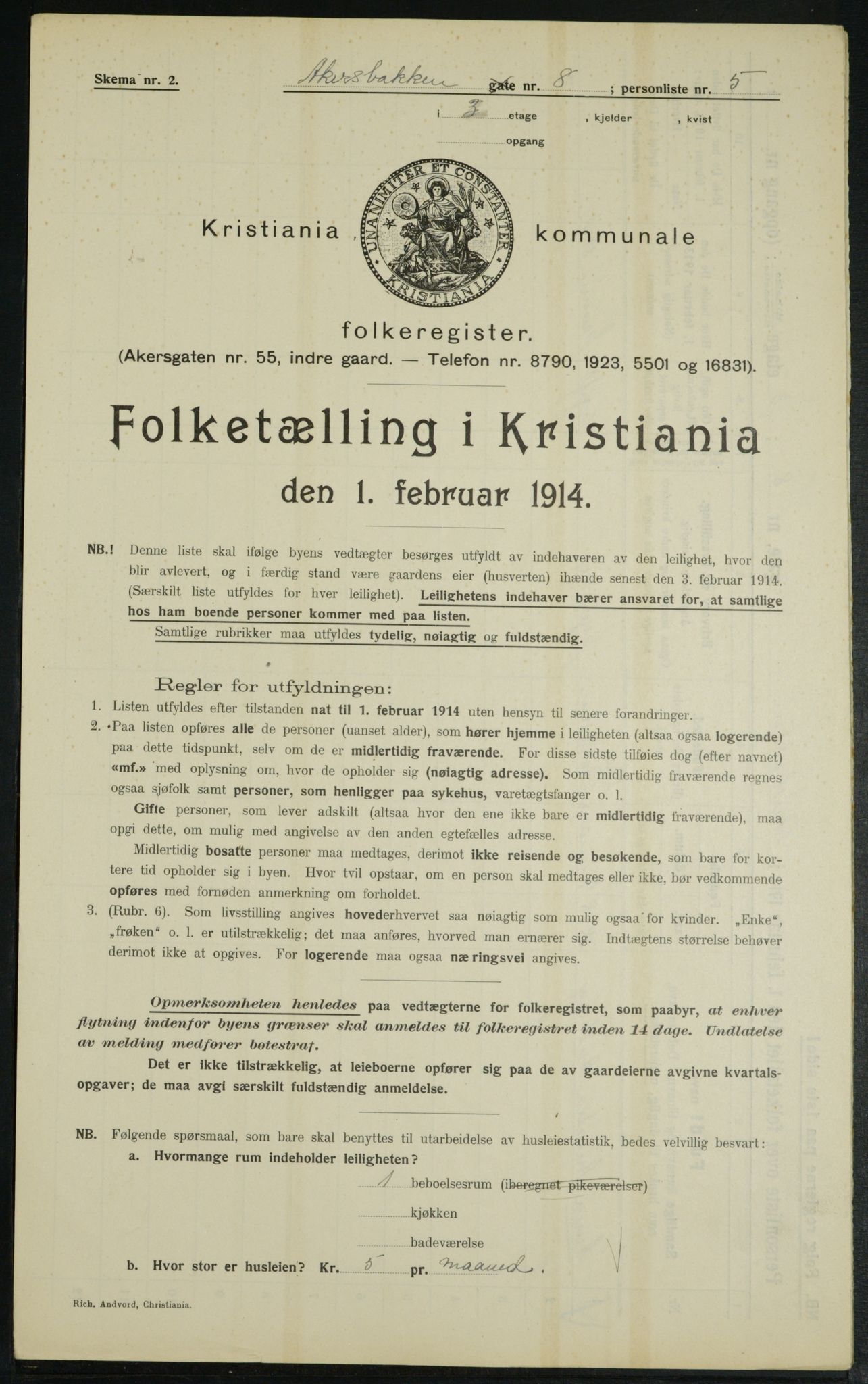 OBA, Municipal Census 1914 for Kristiania, 1914, p. 35