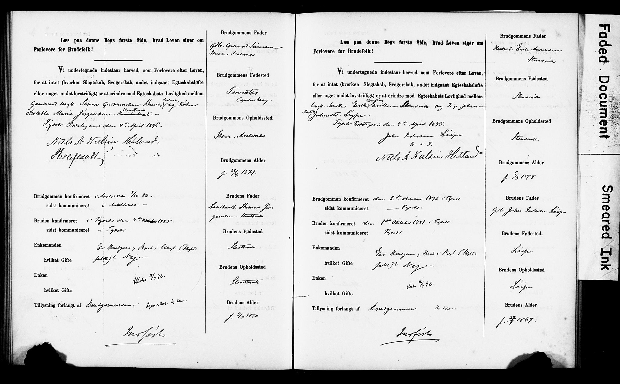 Tysvær sokneprestkontor, AV/SAST-A -101864/I/Ie/L0001: Banns register no. IX, 1886-1901