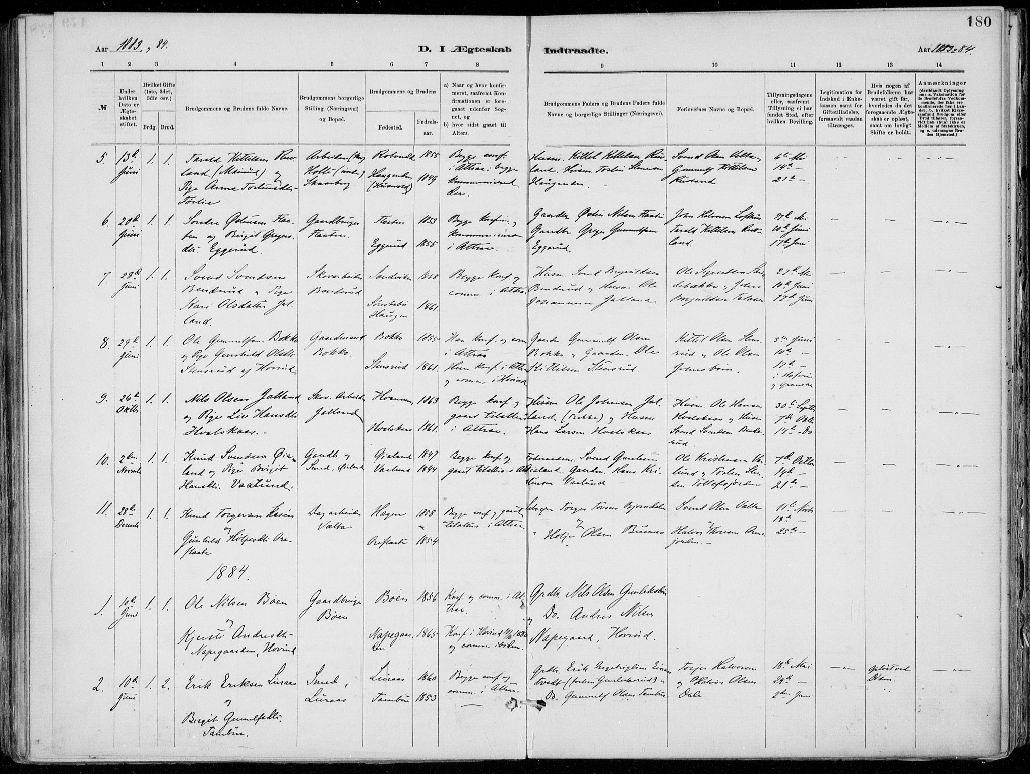 Tinn kirkebøker, SAKO/A-308/F/Fa/L0007: Parish register (official) no. I 7, 1878-1922, p. 180