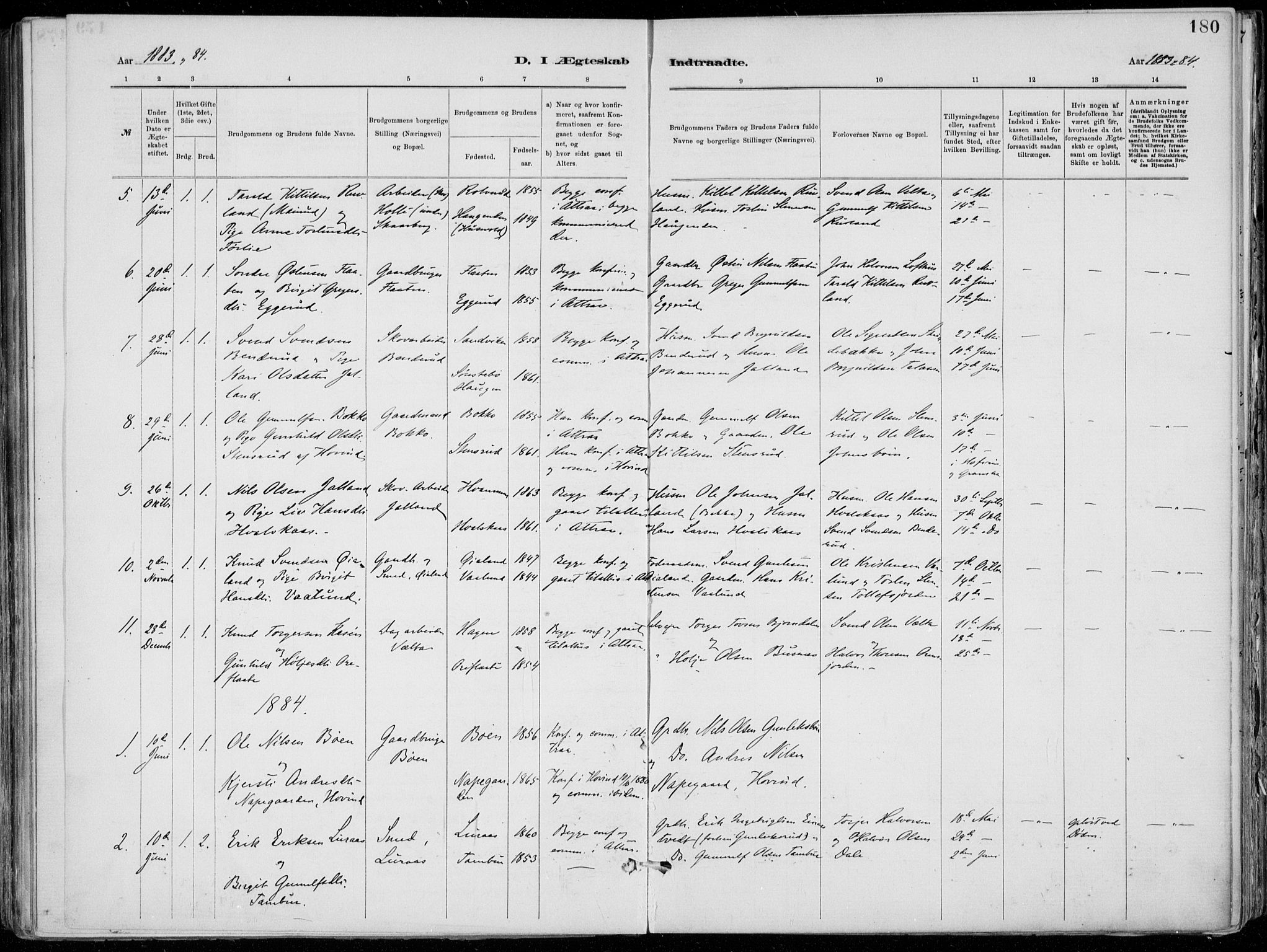 Tinn kirkebøker, AV/SAKO-A-308/F/Fa/L0007: Parish register (official) no. I 7, 1878-1922, p. 180