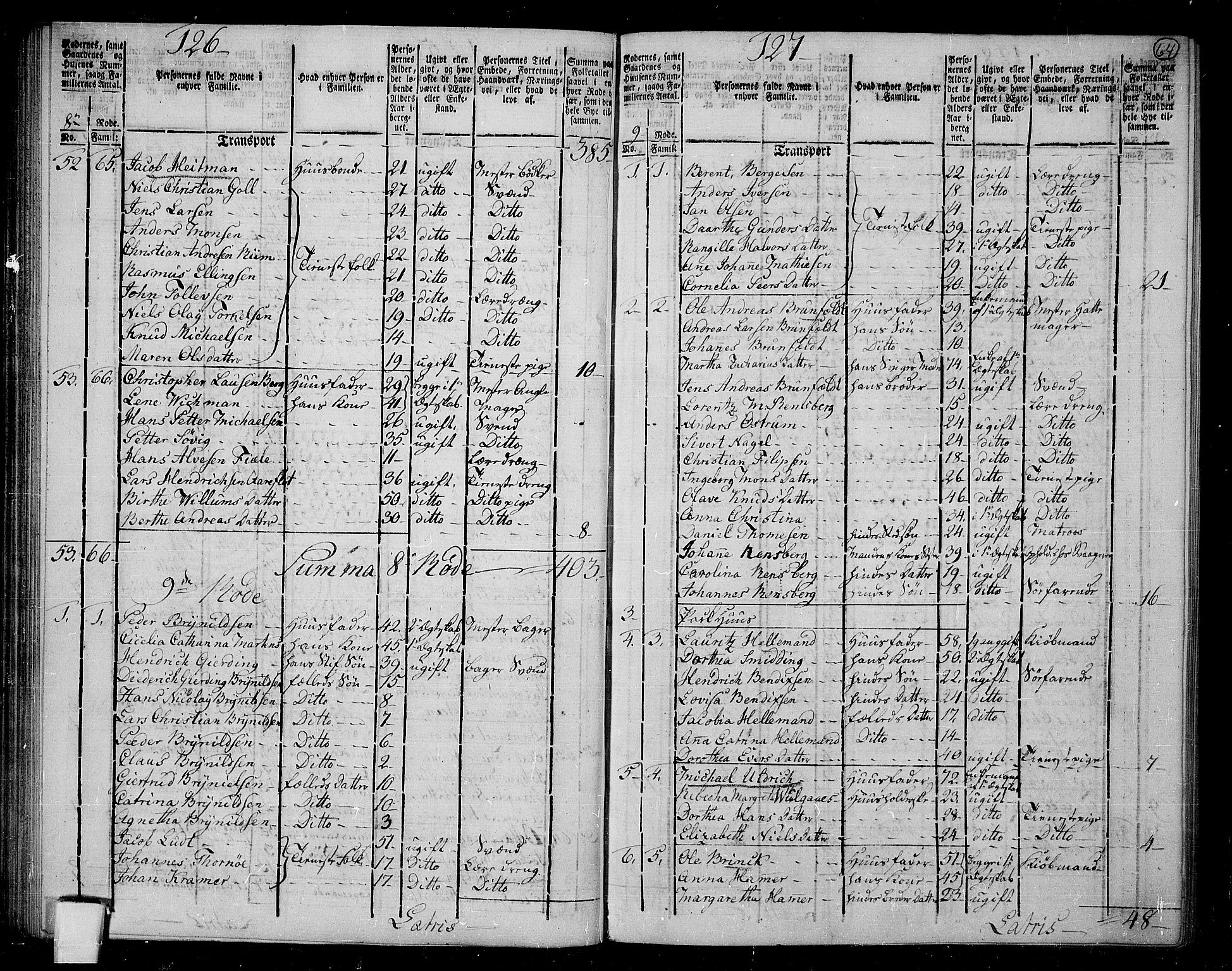 RA, 1801 census for 1301 Bergen, 1801, p. 63b-64a