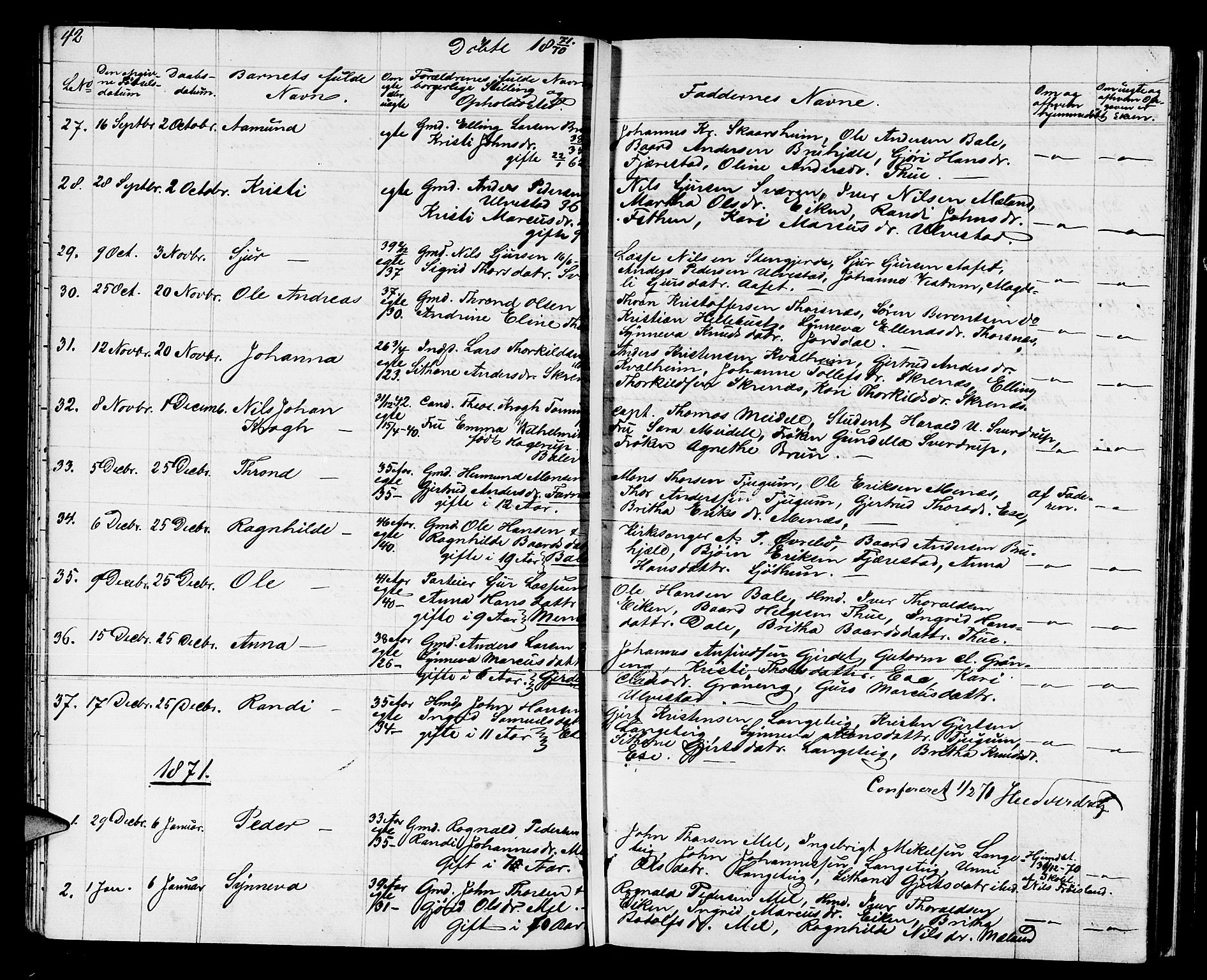Balestrand sokneprestembete, AV/SAB-A-79601/H/Hab/Haba/L0001: Parish register (copy) no. A 1, 1853-1880, p. 42