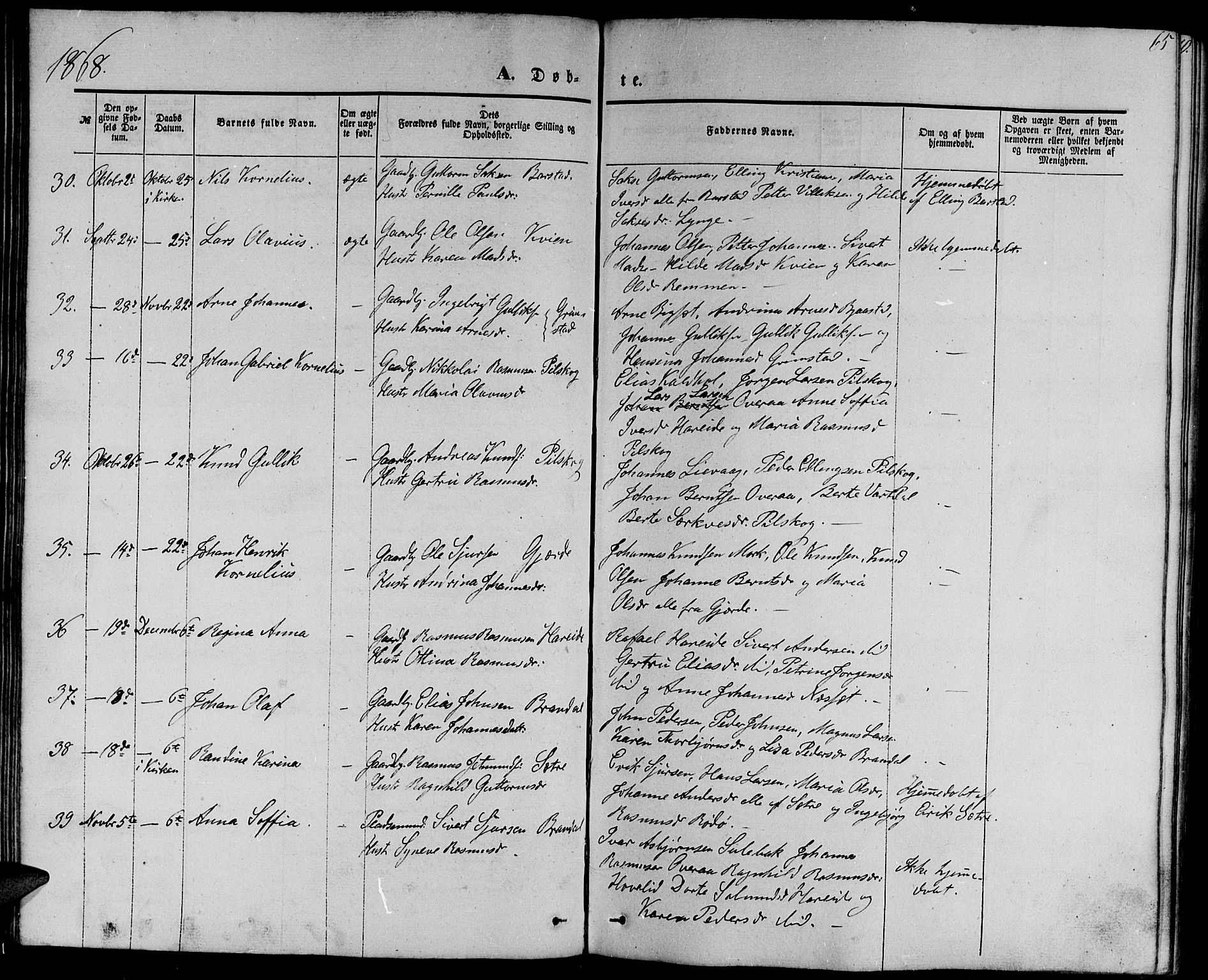 Ministerialprotokoller, klokkerbøker og fødselsregistre - Møre og Romsdal, AV/SAT-A-1454/510/L0124: Parish register (copy) no. 510C01, 1854-1877, p. 65