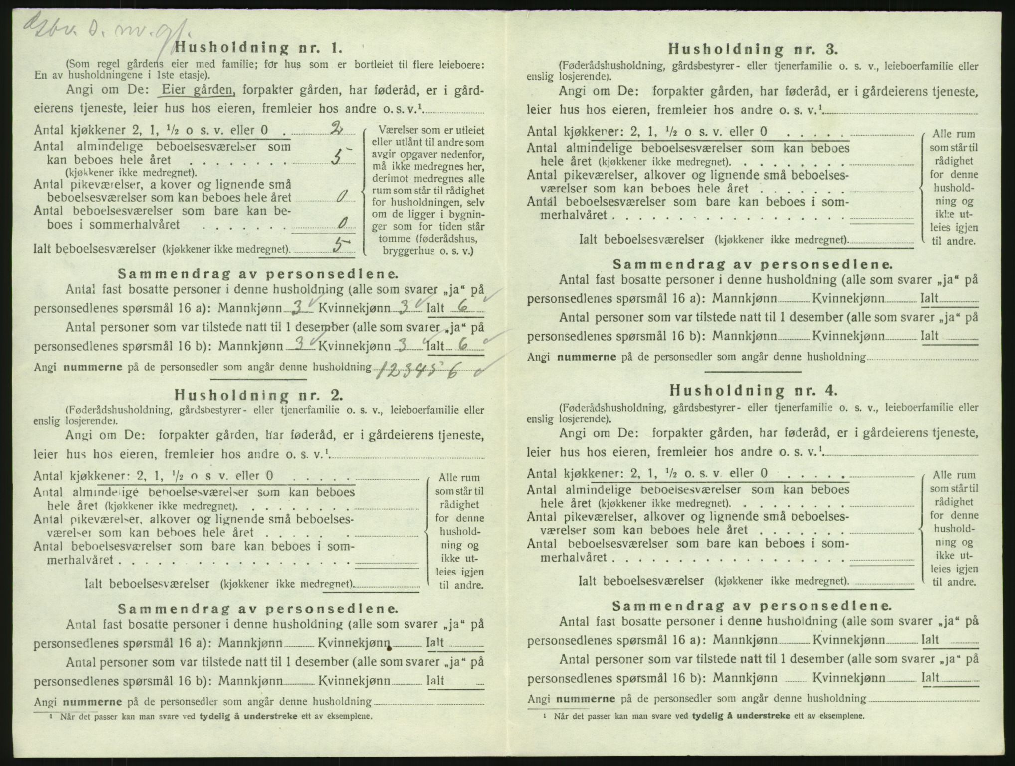 SAKO, 1920 census for Tjølling, 1920, p. 1064