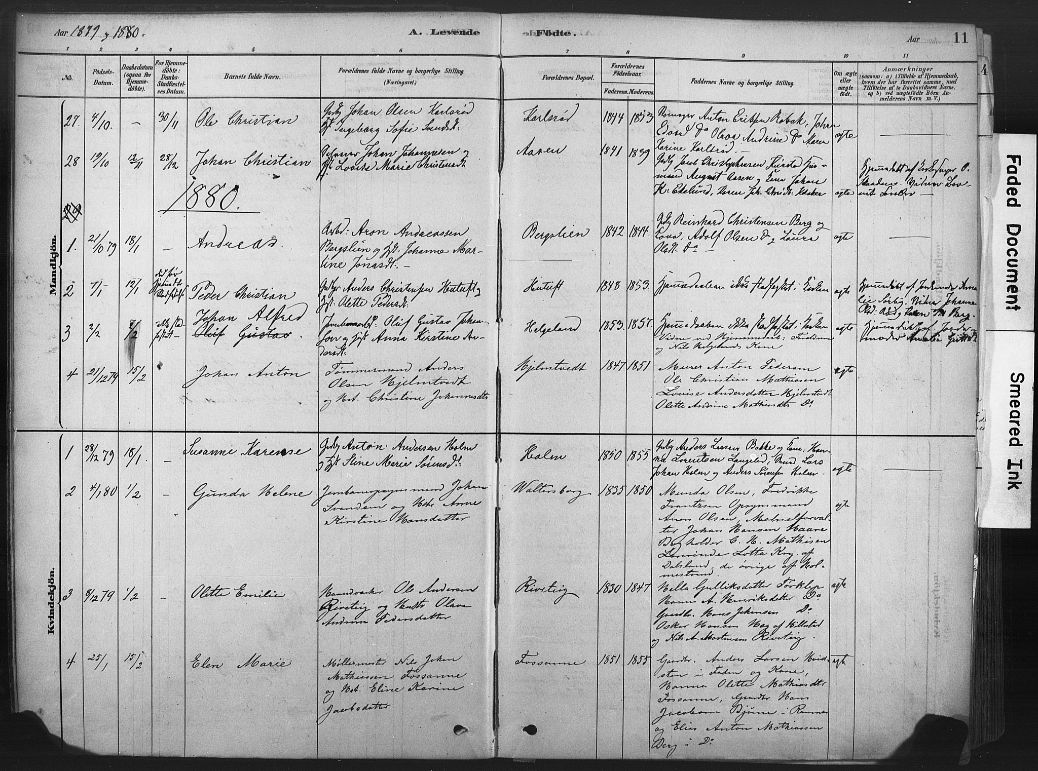 Våle kirkebøker, SAKO/A-334/F/Fa/L0011: Parish register (official) no. I 11, 1878-1906, p. 11