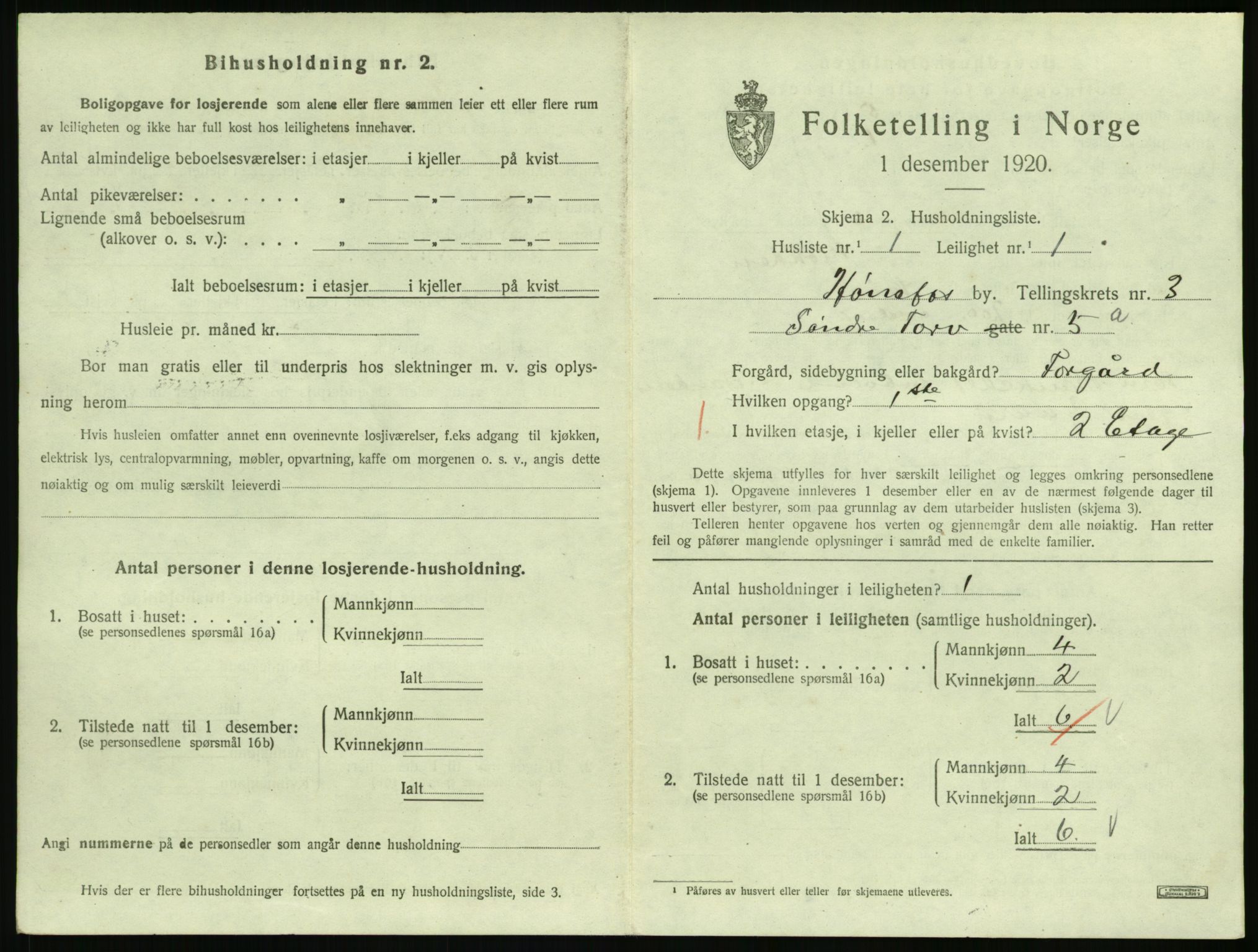 SAKO, 1920 census for Hønefoss, 1920, p. 1486