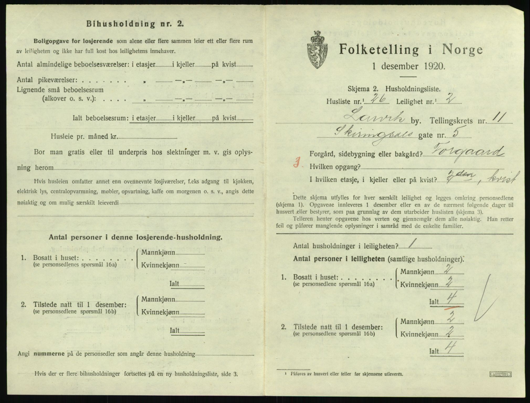 SAKO, 1920 census for Larvik, 1920, p. 7986