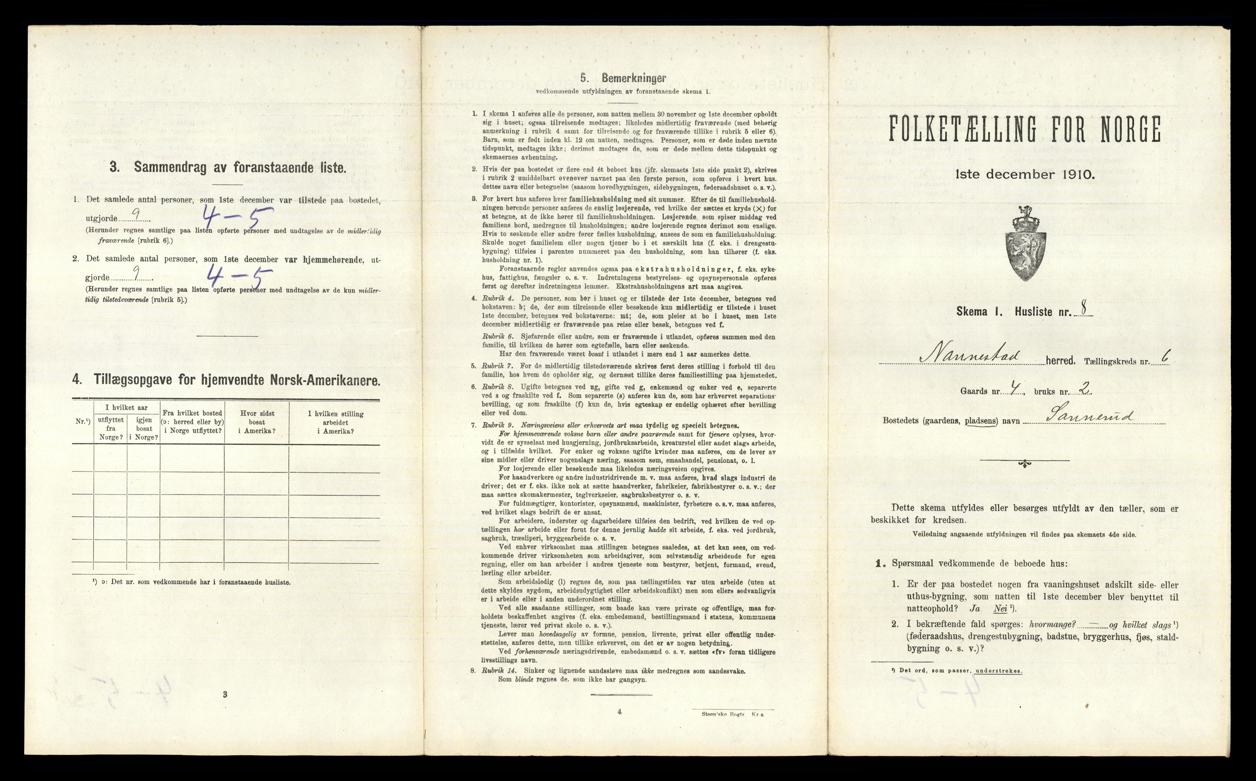 RA, 1910 census for Nannestad, 1910, p. 693